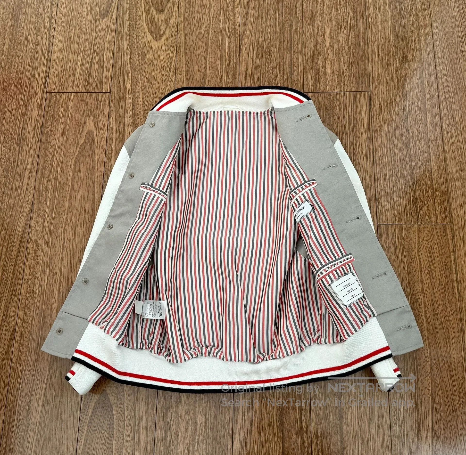 Thom Browne Thom Browne Leather Sleeved Varsity Jacket. Size XS / US 0-2 / IT 36-38 - 3 Thumbnail