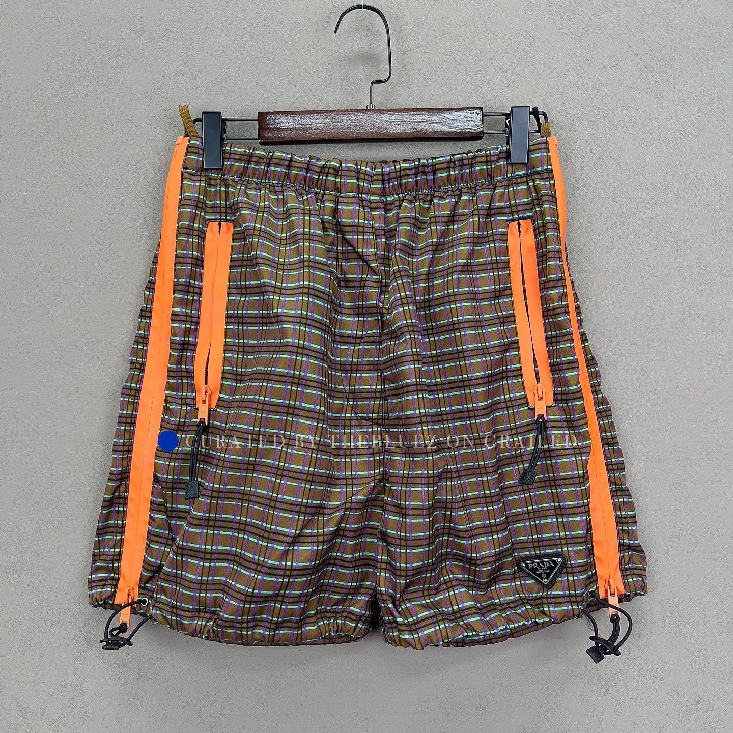 Prada Multi Plaid Shorts with Orange Accents Size US 36 / EU 52 - 1 Thumbnail