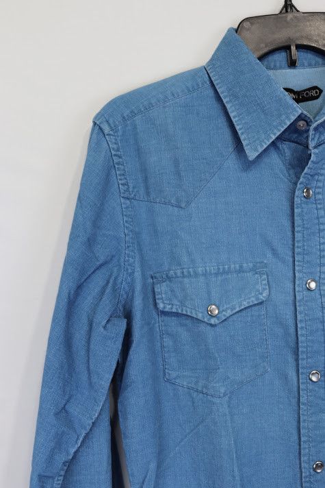 Tom Ford o1rshd1 Button Up Shirt Camicia Chemise Camisa in Blue Size US M / EU 48-50 / 2 - 9 Thumbnail