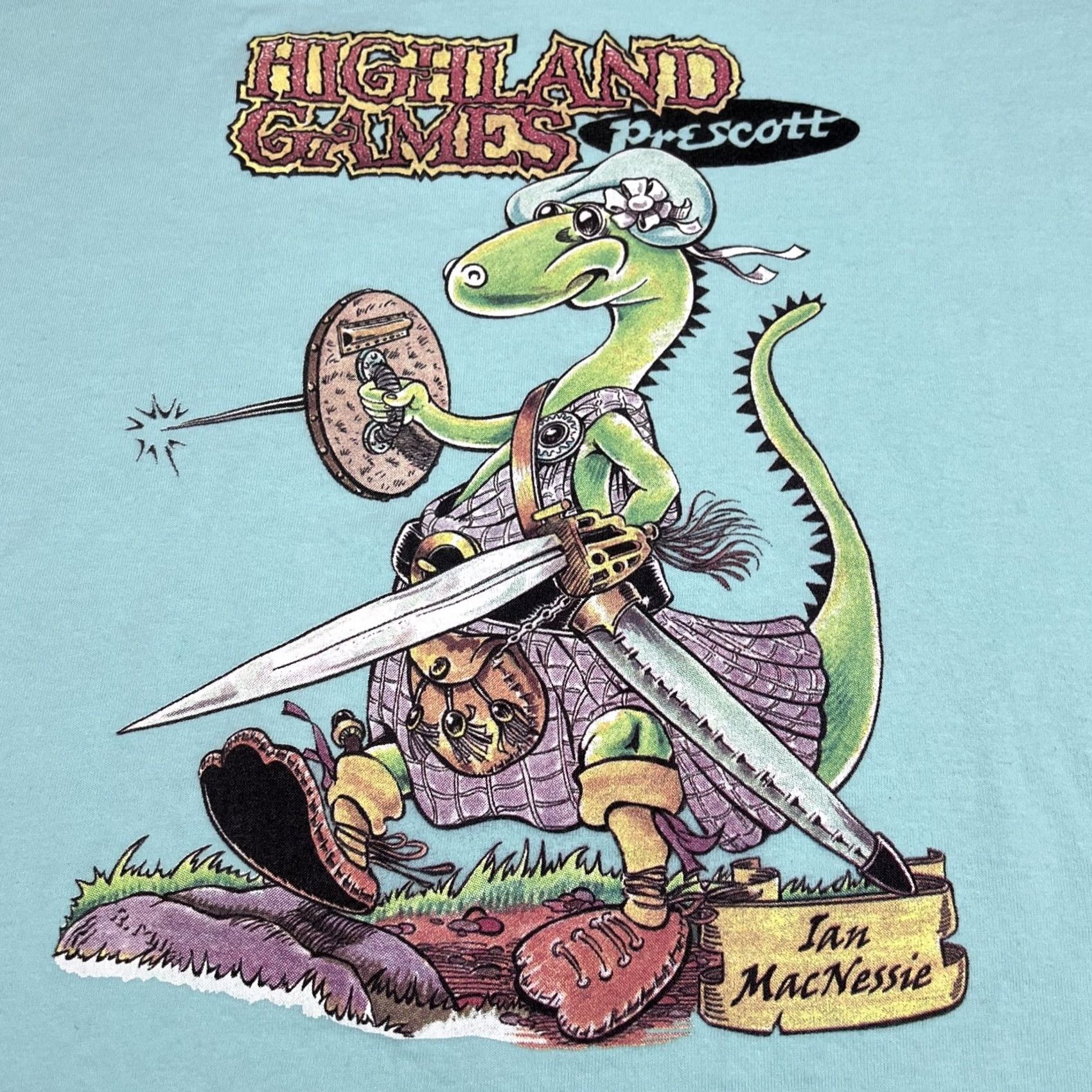 Vintage VINTAGE AriZona Highland Games T Shirt 3XL Aqua Graphic Renaissance Dinosaur Mens Size US XXL / EU 58 / 5 - 3 Thumbnail