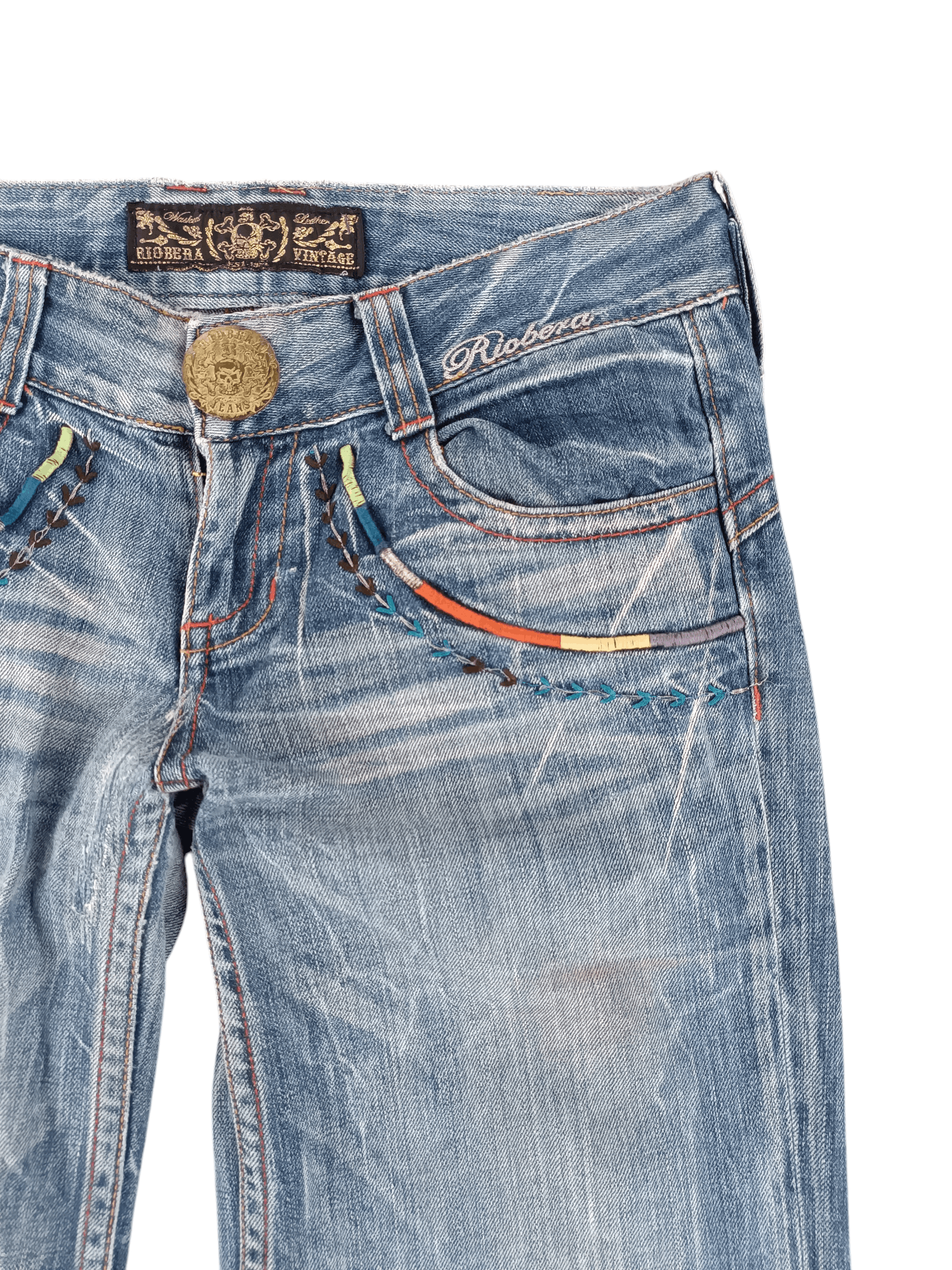 Other 🇯🇵 RIOBERIO SUPER FLARED EMBROIDERED DENIM PANTS Size US 30 / EU 46 - 19 Thumbnail