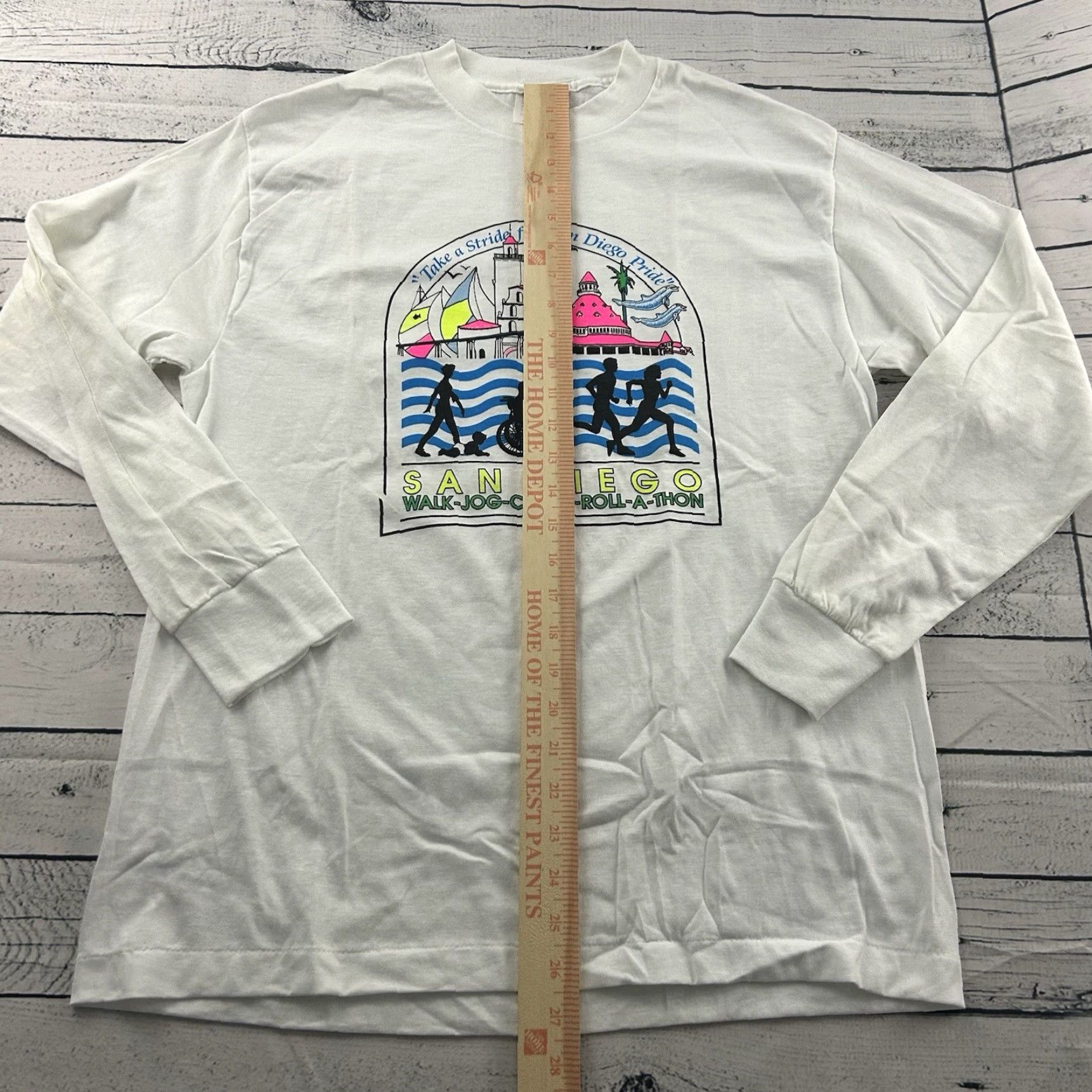 TEE JAYS Vintage San Diego Walk Jog Crawl Roll A Thon Long Sleeve T Shirt Men's Large Size US L / EU 52-54 / 3 - 4 Thumbnail