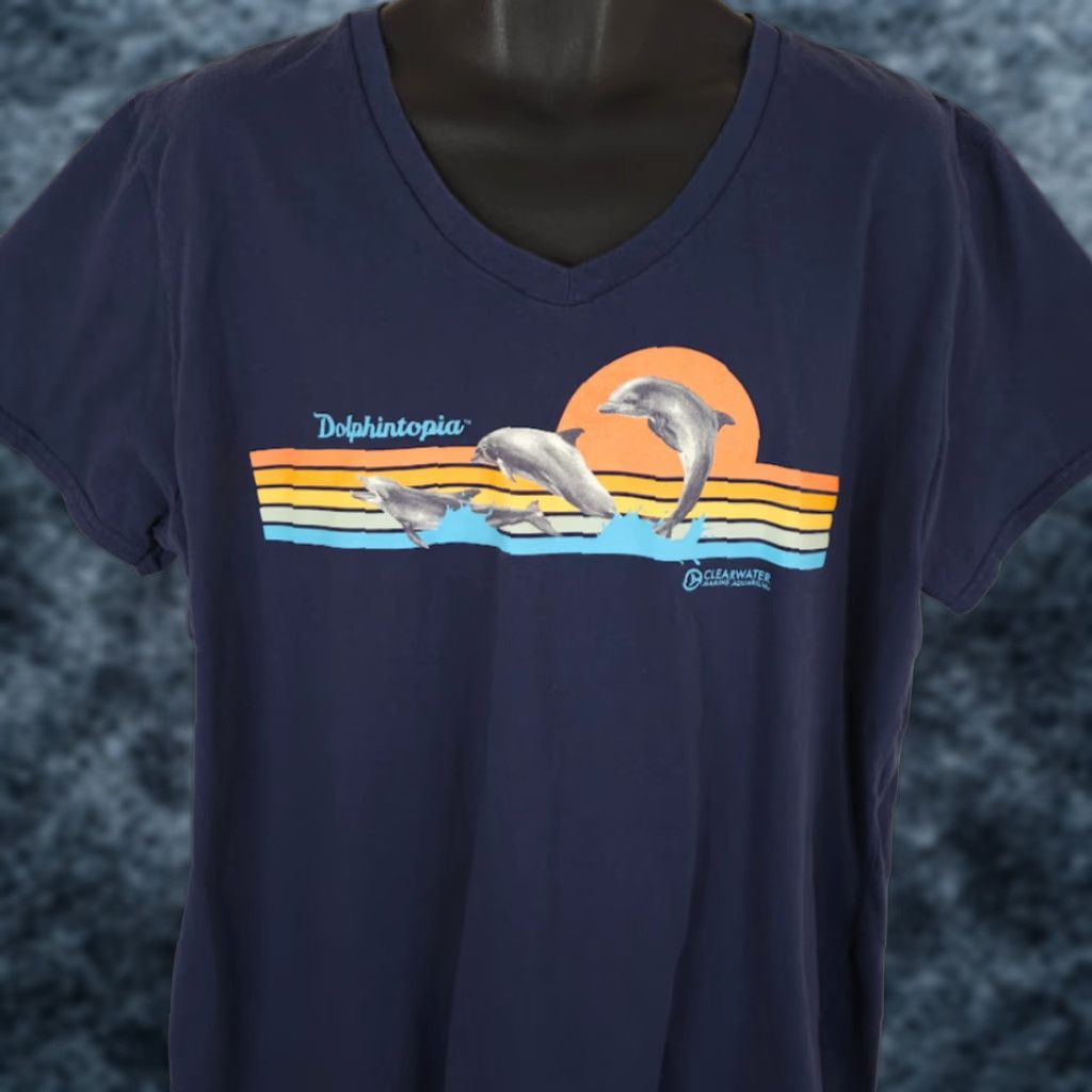 Vintage Dolphintopia T Shirt Womens 3XL Blue Clearwater Marine Aquarium Shirt Womens 3XL Blue Dolphin Theme Size XXL / US 16-18 / IT 52-54 - 1 Thumbnail