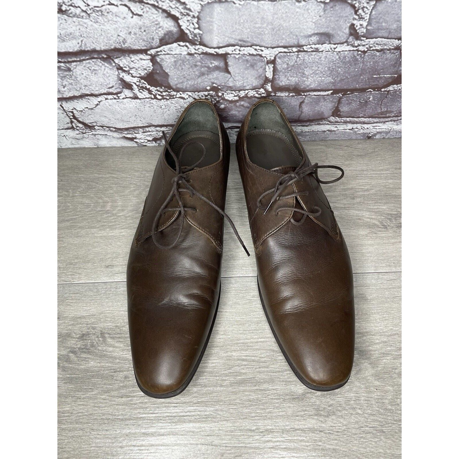 Zara Zara Man Brown Leather Derby Dress Oxfords Lace Up Shoes Men Size US 10 / EU 43 - 23 Thumbnail