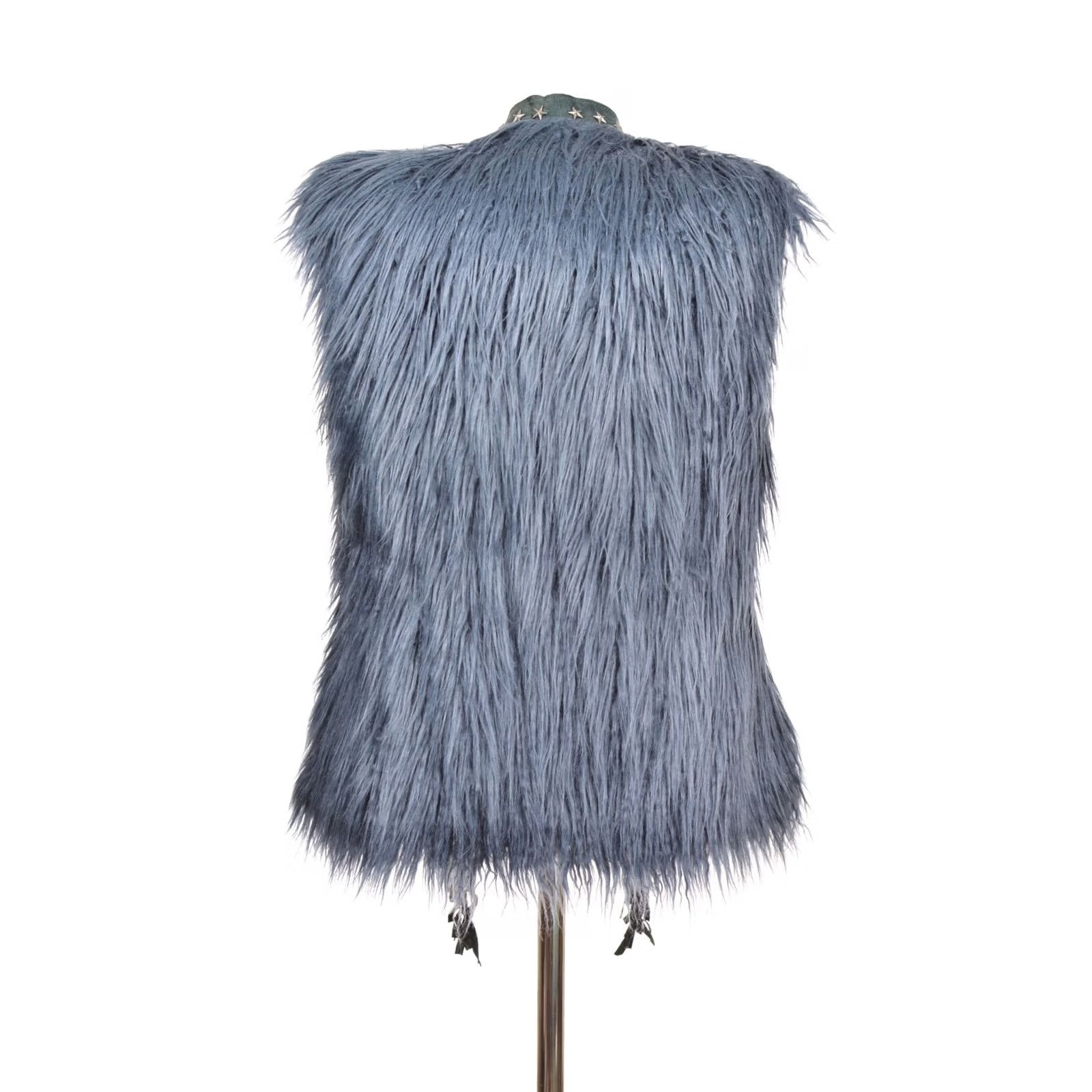 GOOSECRAFT Goosecraft Gallery Contract 7301 Fringed Leather Acrylic Biker Vest Gilet S Blue Women Vest Size S Size S / US 4 / IT 40 - 3 Thumbnail