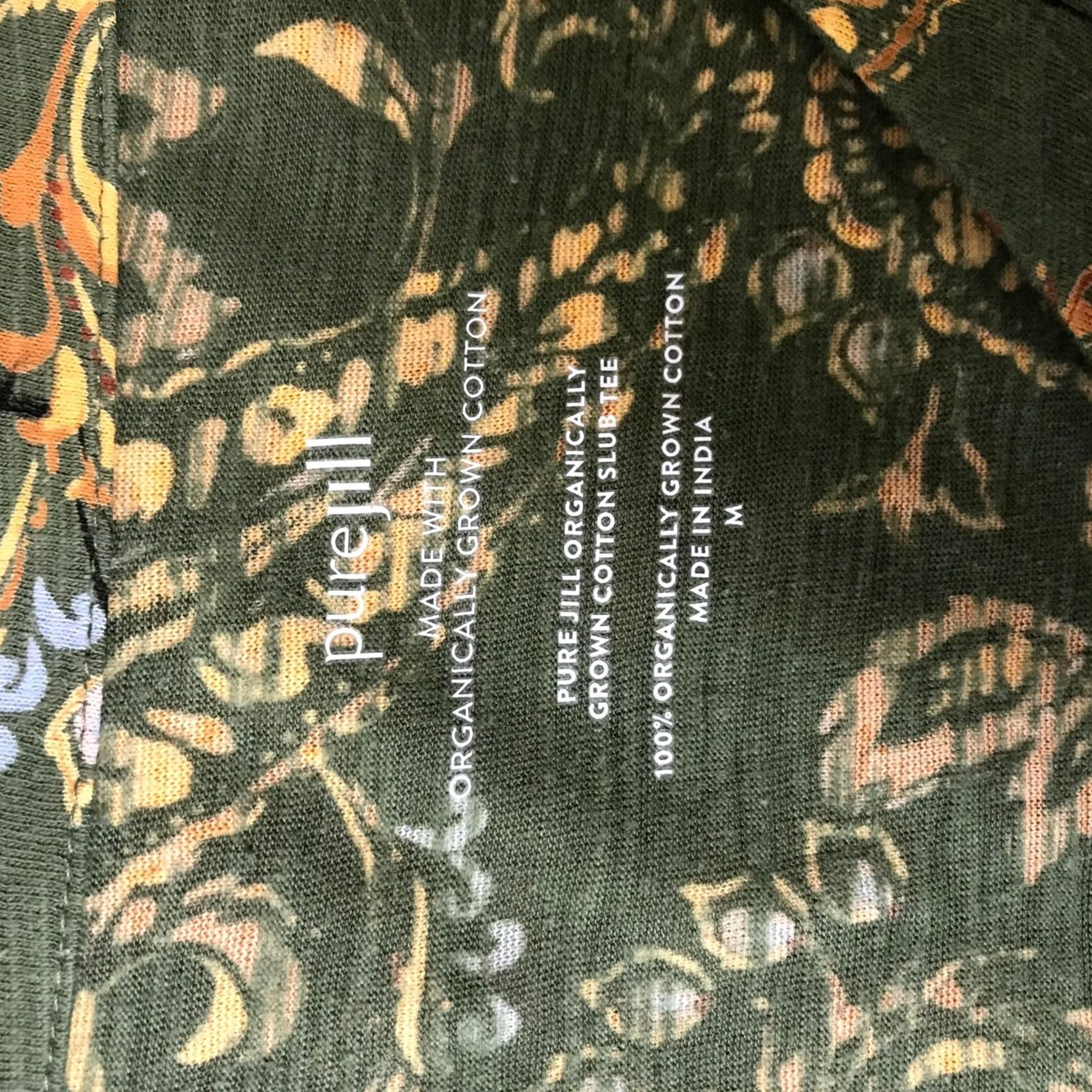 Vintage Pure Jill Organically Grown Cotton Slub Tunic Green Paisley V-Neck Womens M Size M / US 6-8 / IT 42-44 - 7 Thumbnail