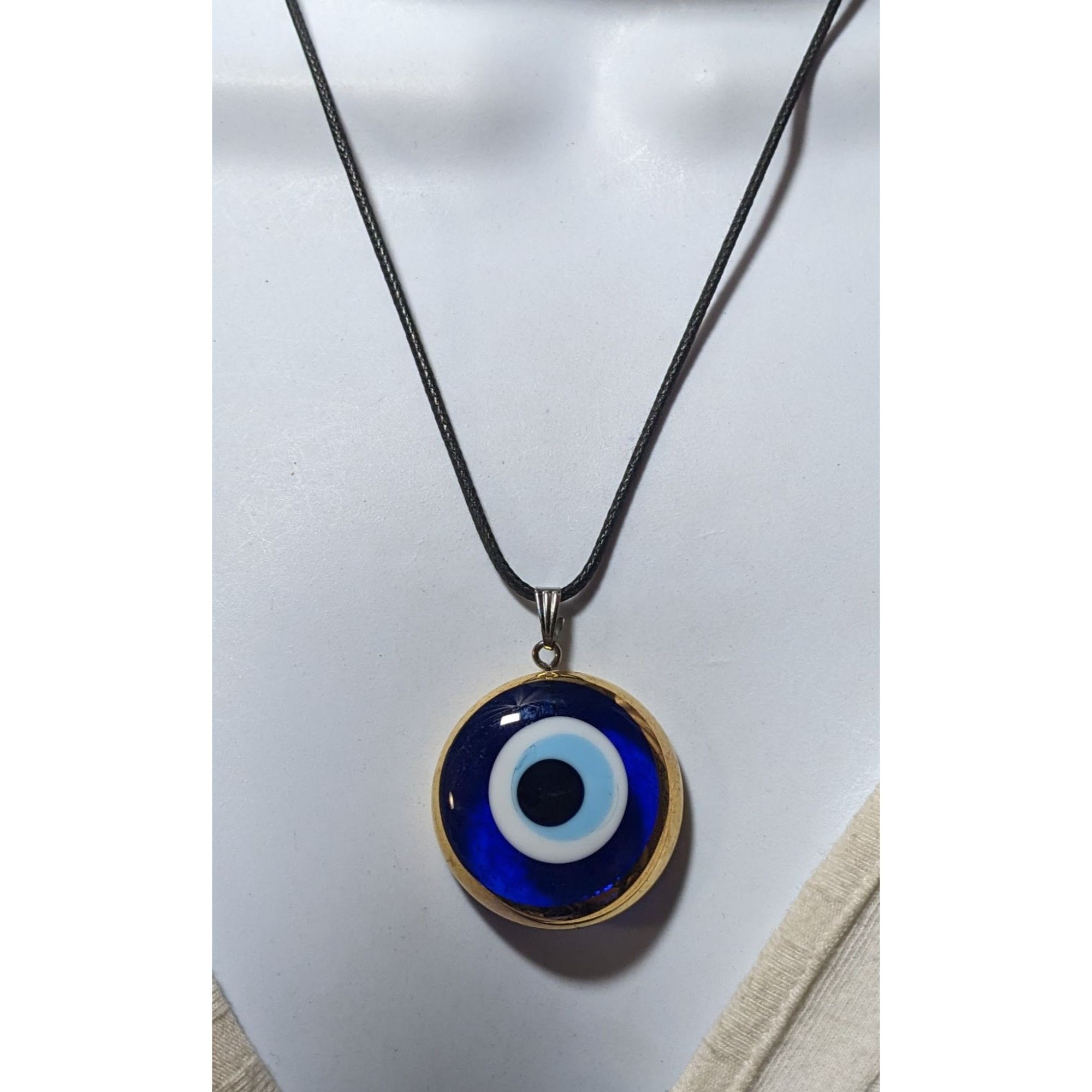 Other Glass Evil Eye Blue And Gold Pendant Necklace Size ONE SIZE - 7 Thumbnail