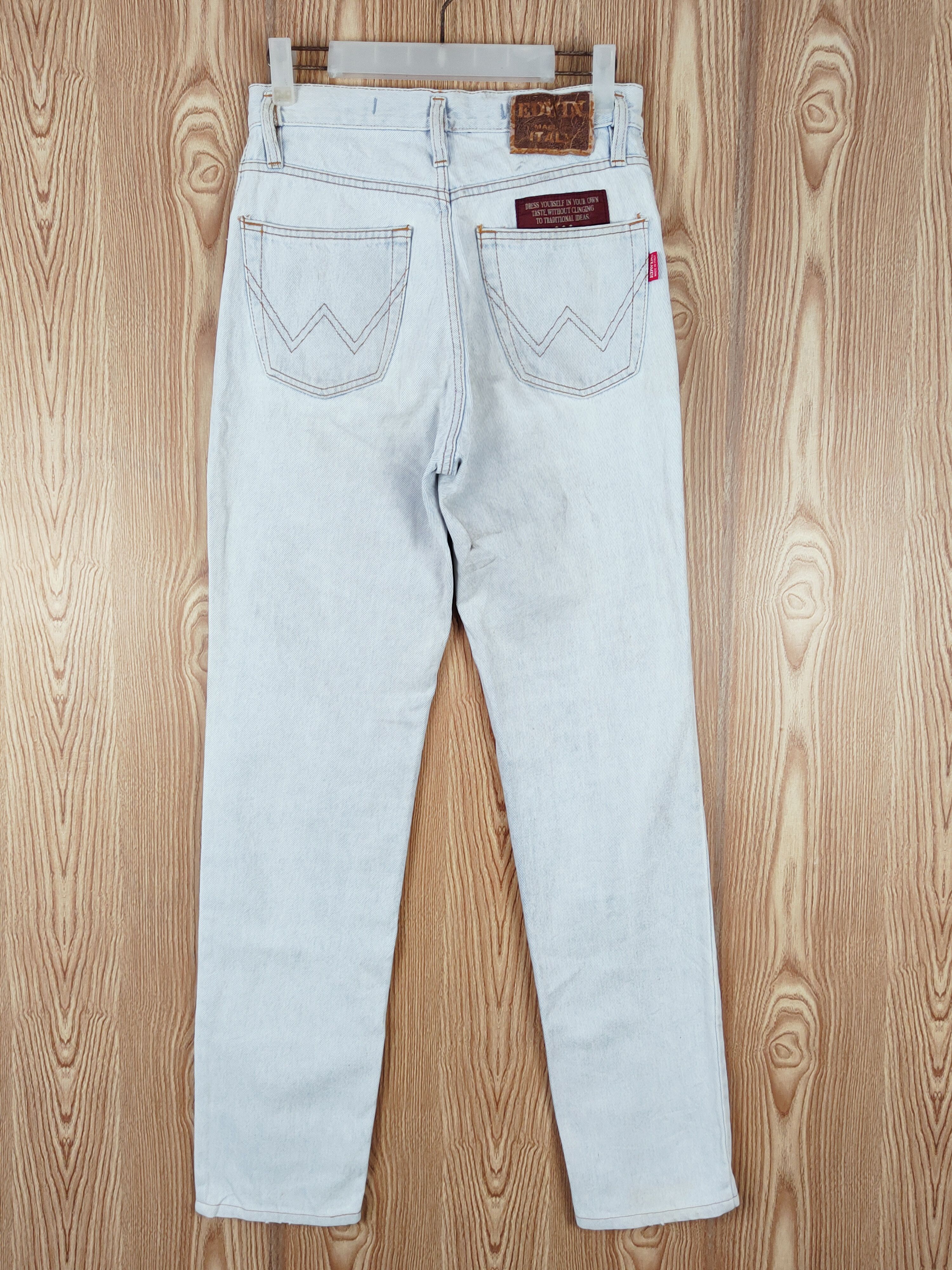 Edwin × Vintage Vintage 💥 Edwin Light Blue Distressed Ripped Jeans Size 28" / US 6 / IT 42 - 9 Thumbnail