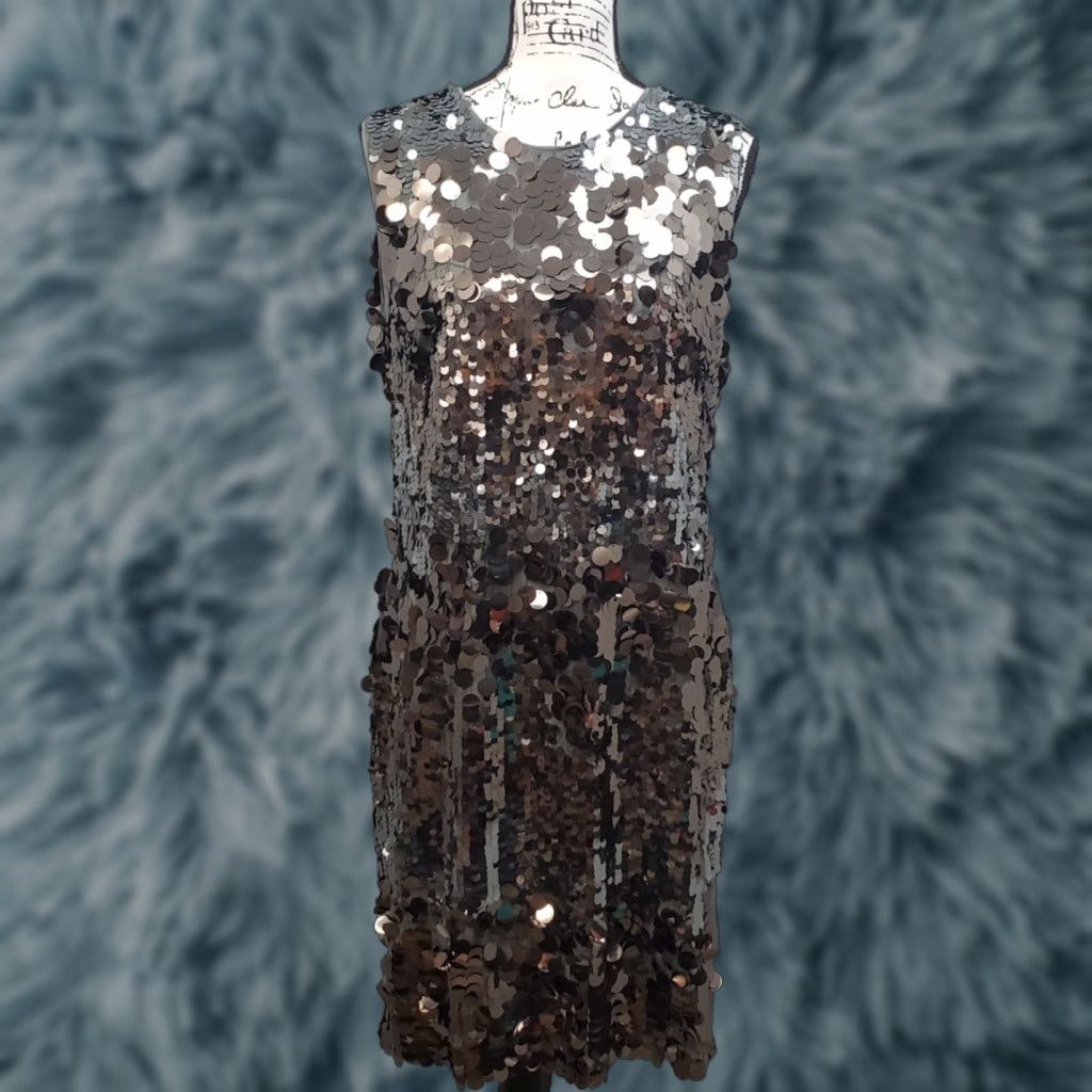 Nicole Miller Nicole Miller NY Sequin Shift Dress Women 16 Black Sleeveless Sleeveless Back Zip Knee Length Casual Party/ Cocktail Shimmer Vintage No Size XXL / US 16-18 / IT 52-54 - 1 Thumbnail