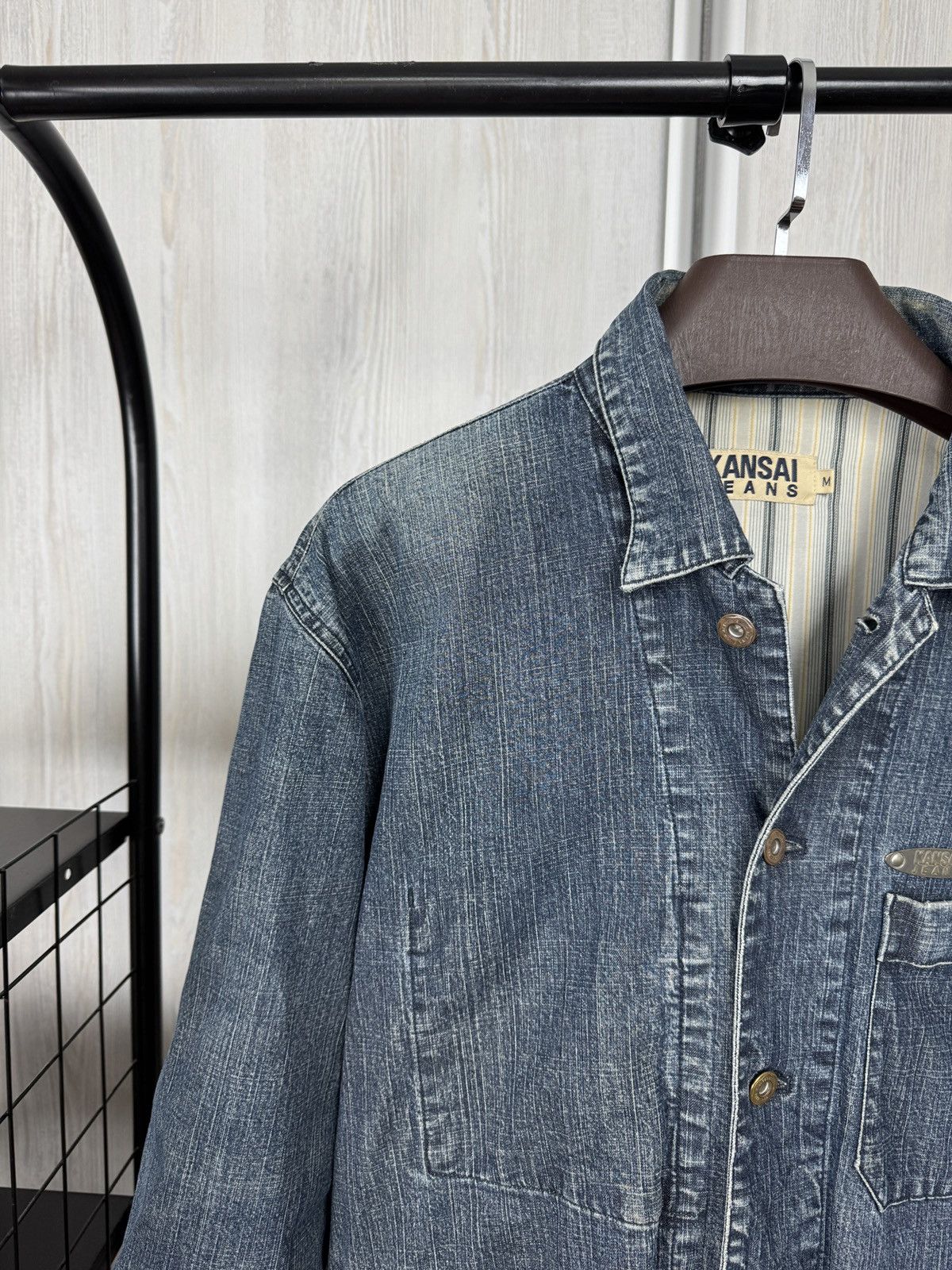 Japanese Brand VINTAGE CHORE DENIM WORK JACKET KANSAI JEANS CHECK LINING Size US M / EU 48-50 / 2 - 3 Thumbnail