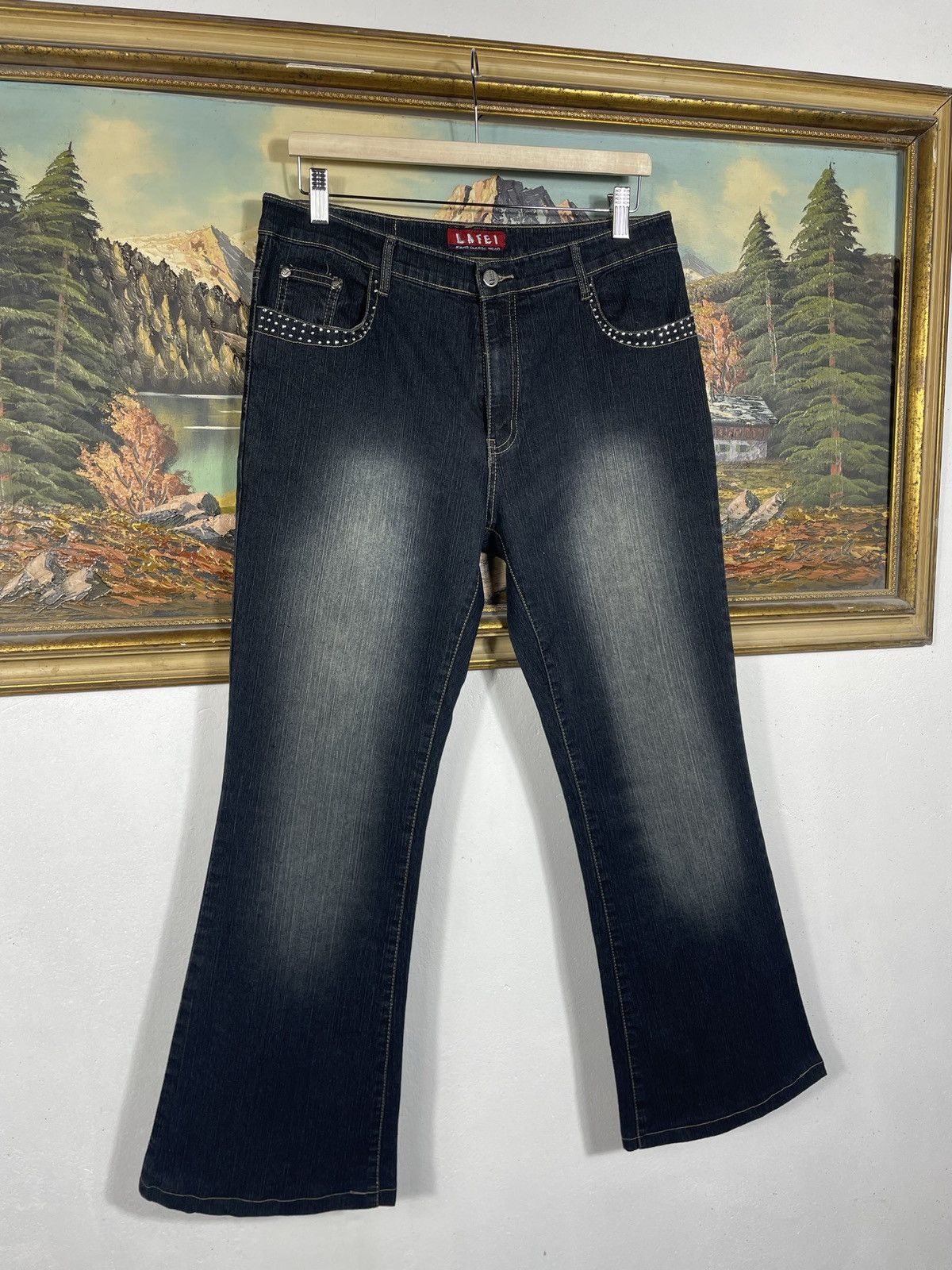 If Six Was Nine × Japanese Brand × Le Grande Bleu (L.G.B.) Avant Garde Boot Cut Denim Jenas Vintage Y2k Flare Trousers Size 31" - 3 Thumbnail
