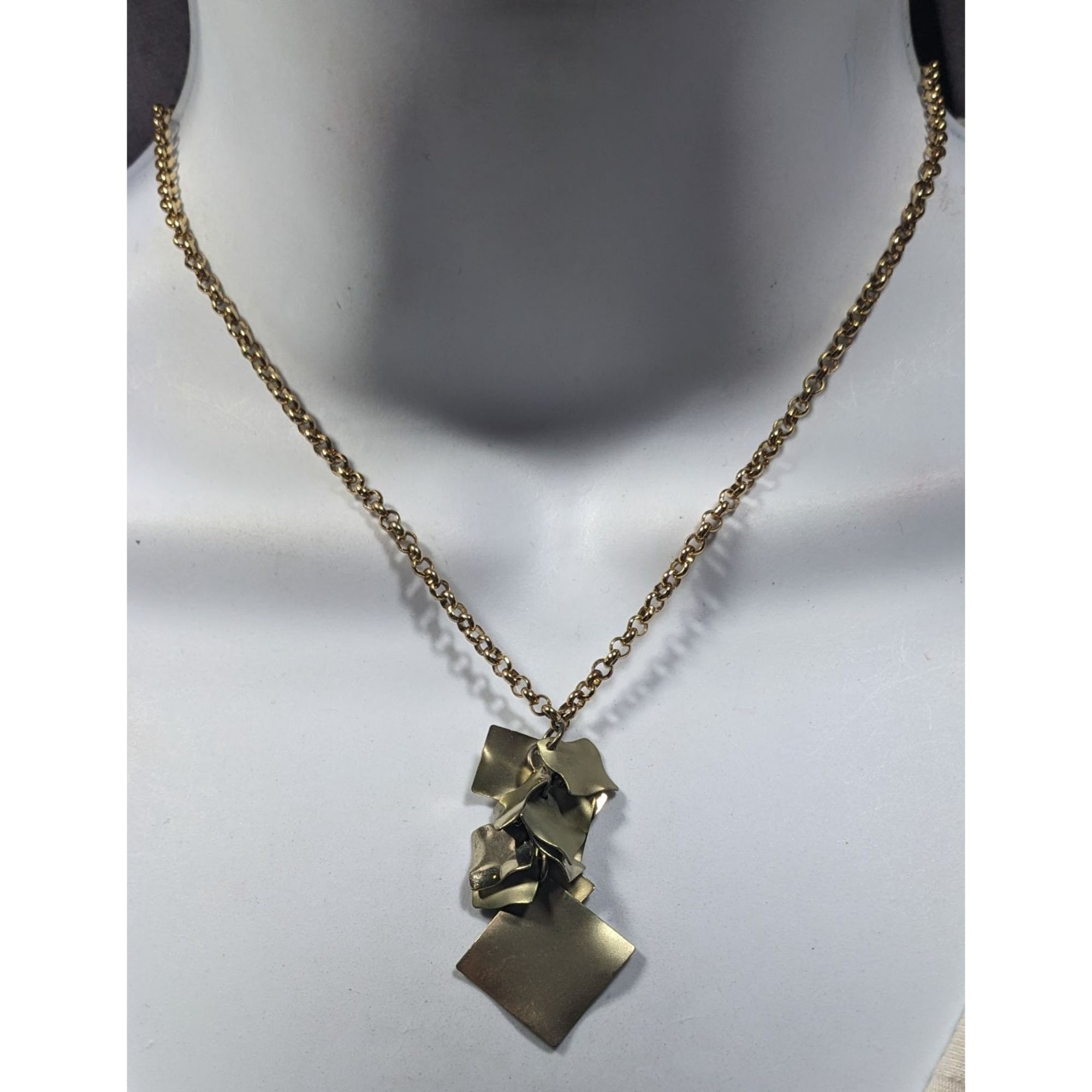 Other Modernist Textured Geometric Gold Tone Cluster Pendant Neckl Size ONE SIZE - 2 Thumbnail