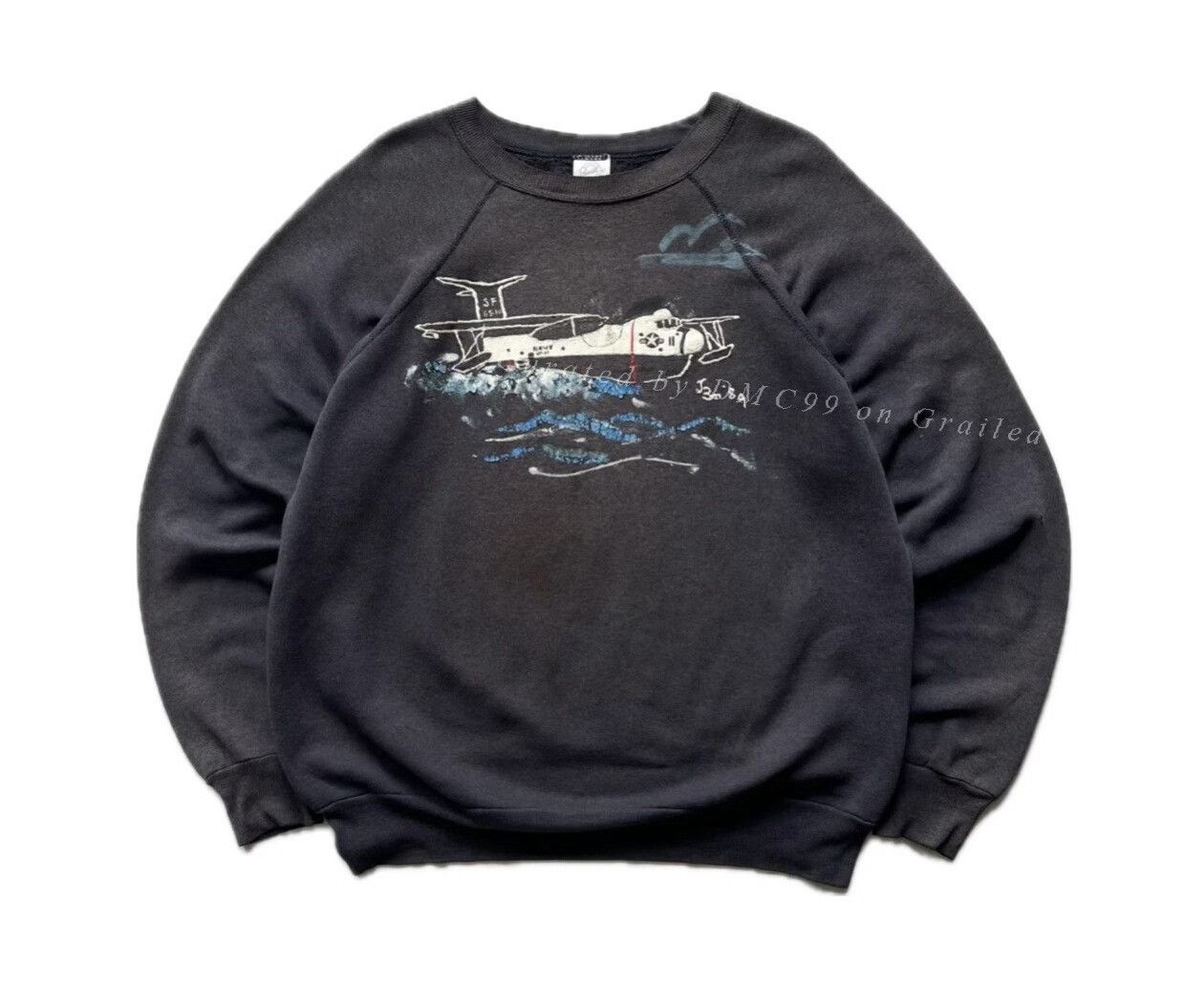 Vintage Vintage 1980s US Navy Painted Raglan Sweatshirt Size US M / EU 48-50 / 2 - 1 Thumbnail