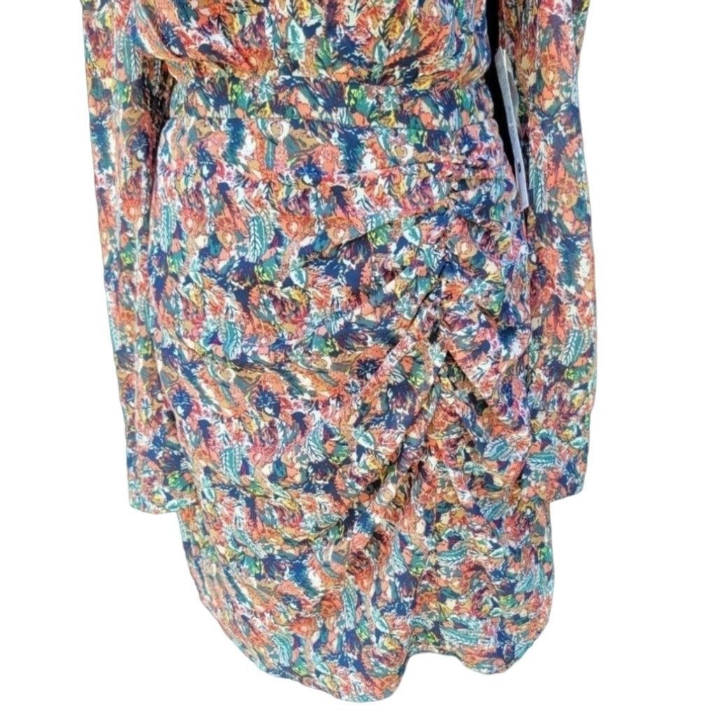 Other AQUA Abstract Feather V-neck Multi-Color Dress Women's. Size L / US 10 / IT 46 - 5 Thumbnail