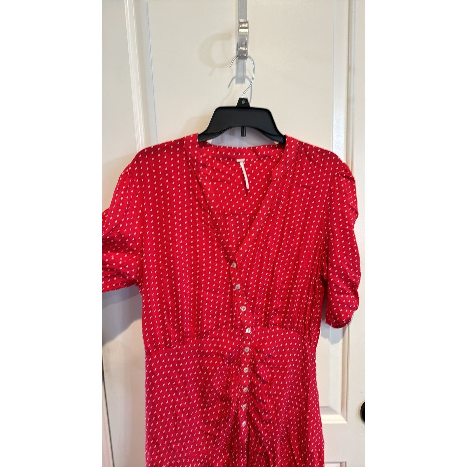 Free People Free People Pipa Short Sleeve retro mini dress red polka dot Size L / US 10 / IT 46 - 7 Thumbnail