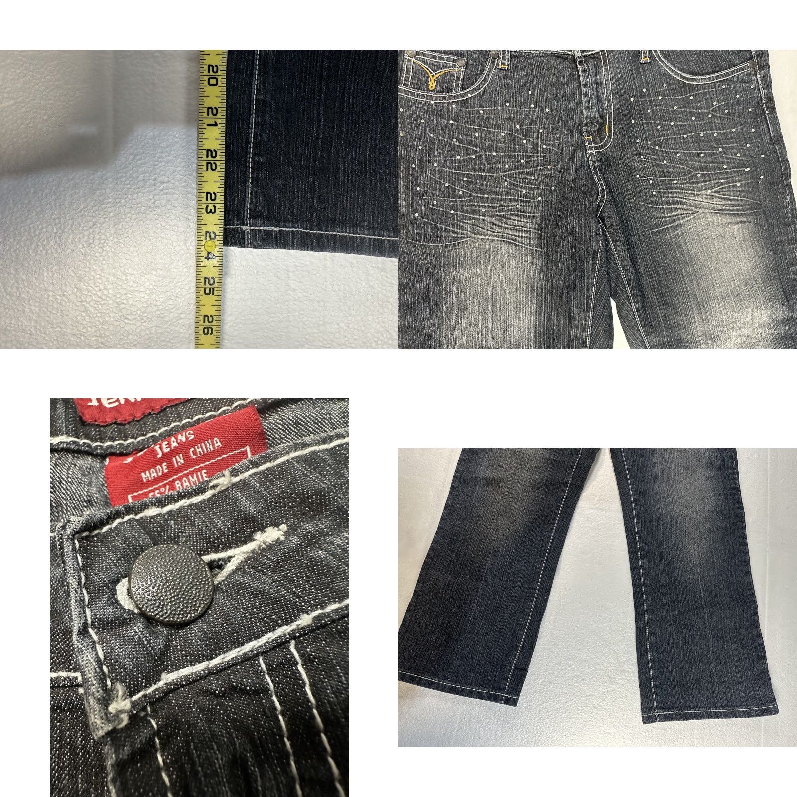 Vintage Jenny Jo Womens Dark Wash Capri Jeans With Rhinestone Accents Gems / Rhinestones Capri Jeans Women M Dark Blue 90s? Size 32" / US 10 / IT 46 - 8 Thumbnail