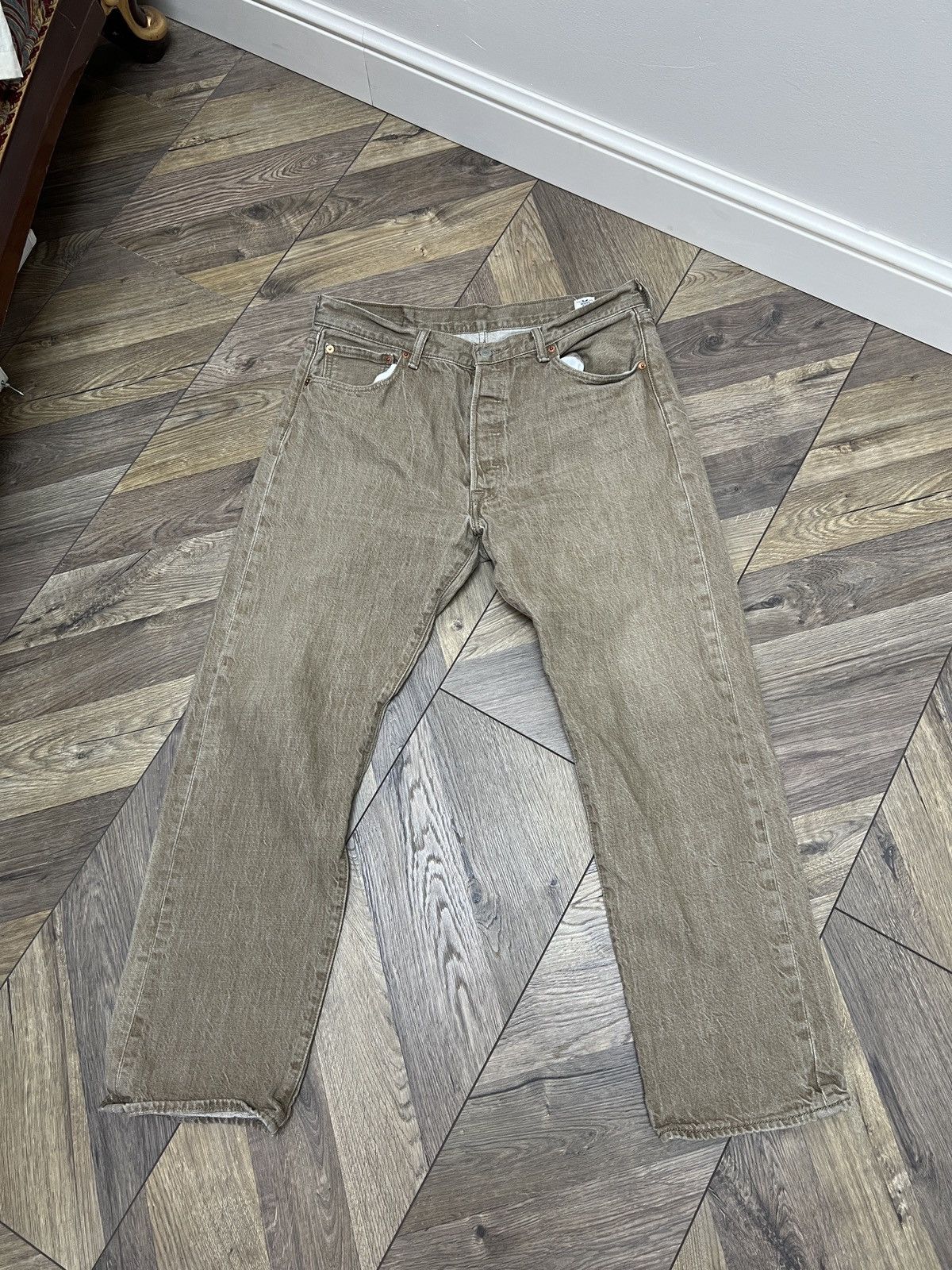 Levi's × Vintage Levis 501 Camel Brown Denim Jeans White Oak Cone Size US 36 / EU 52 - 4 Thumbnail