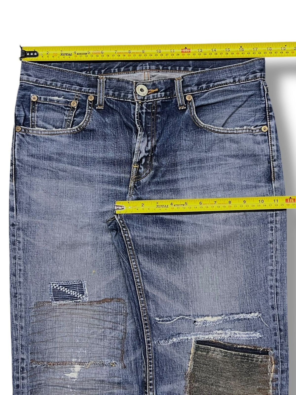 Levi's Vintage Levi’s 502 Denim Patches - Faded, Distressed Jeans Size US 35 - 17 Thumbnail