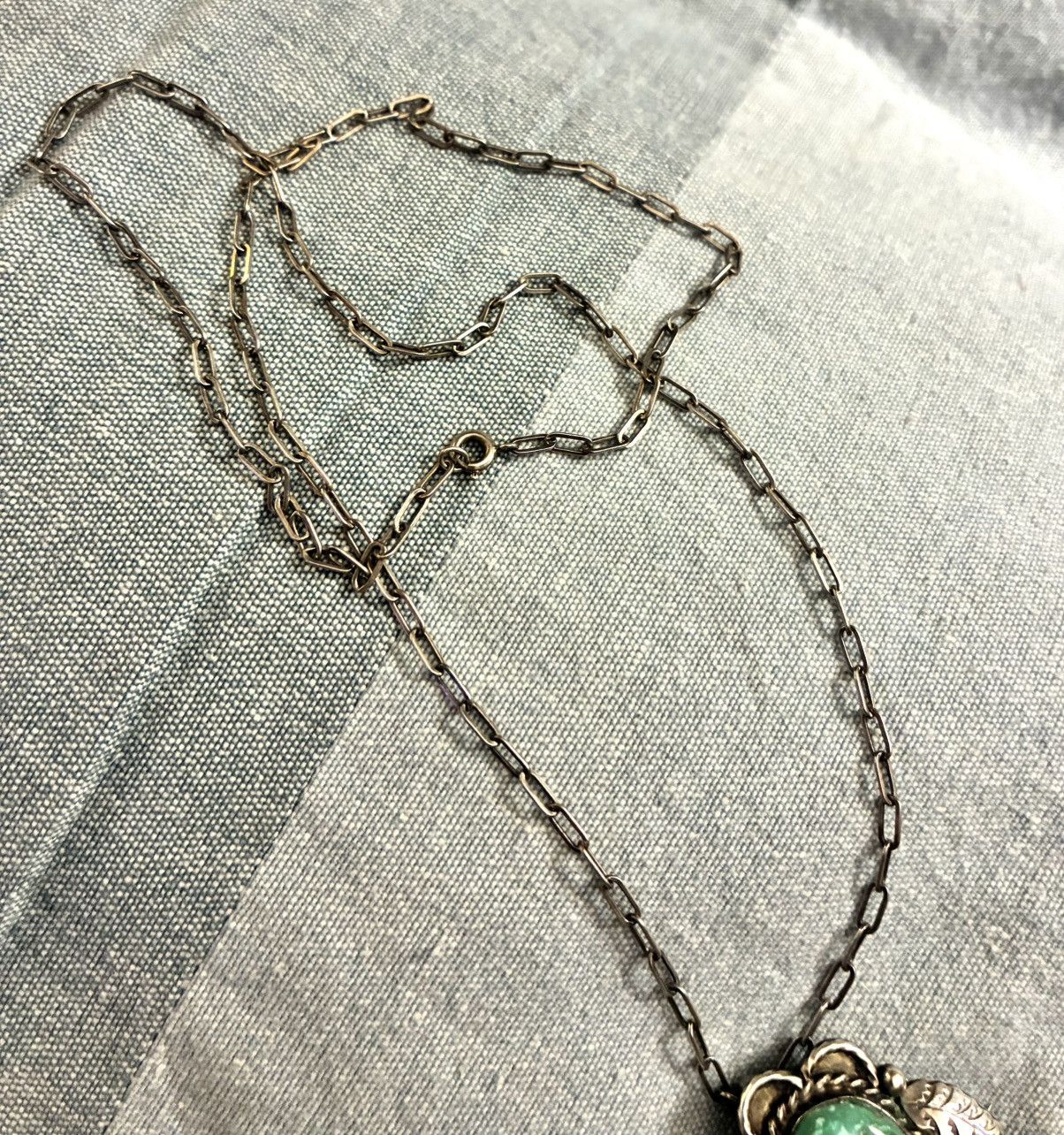 RRL Ralph Lauren STERLING SILVER/TURQUOISE NAVAJO WESTERN NECKLACE (3 in 1) Size ONE SIZE - 10 Thumbnail