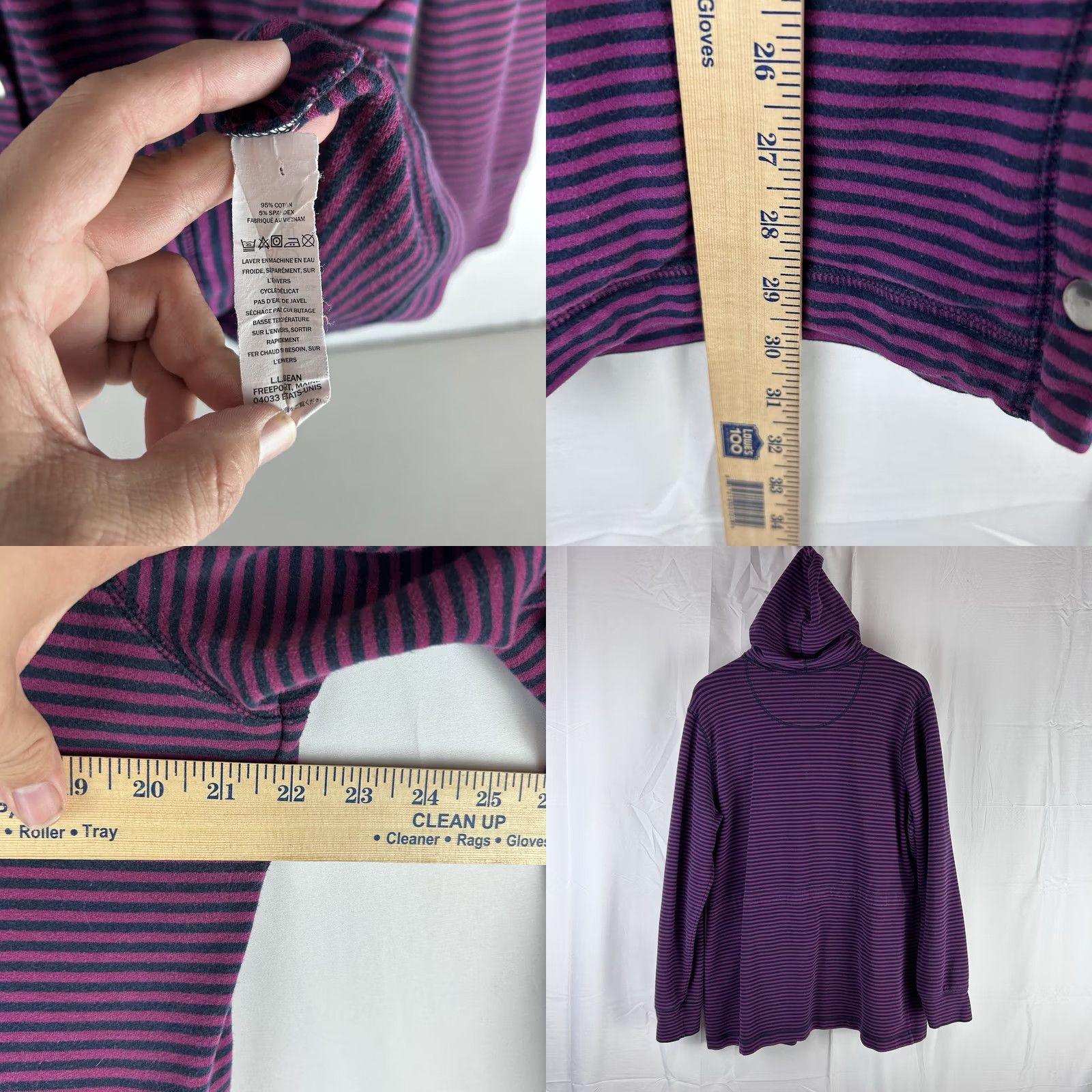 Vintage VINTAGE LL Bean Womens Jacket Hooded Striped Full Snap Front Purple Navy L Regular Size Large Womens Size L / US 10 / IT 46 - 8 Thumbnail