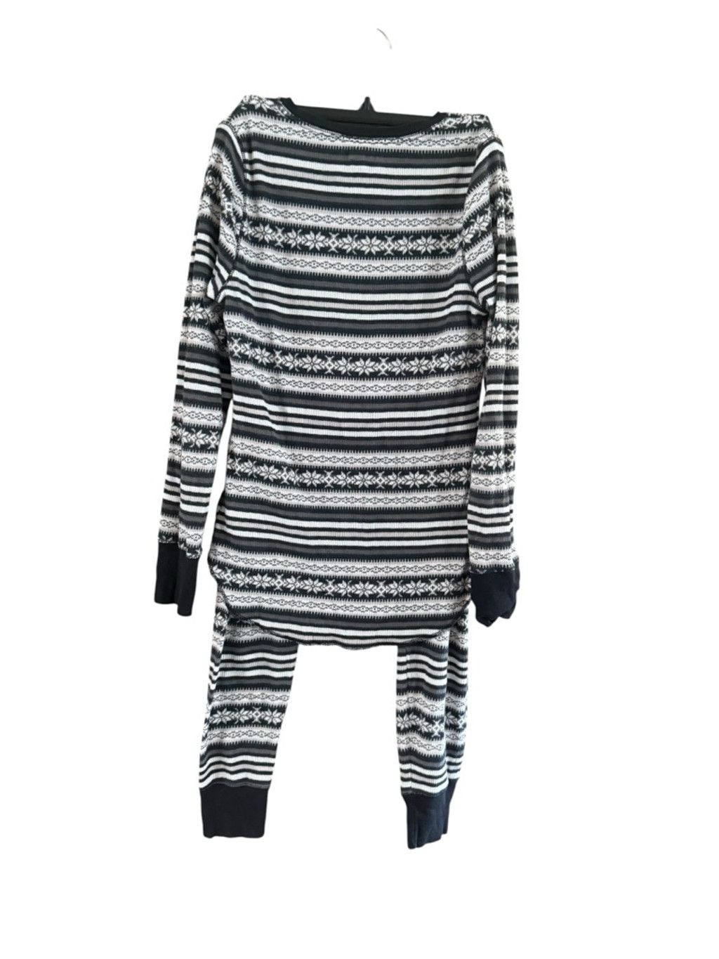 Old Navy Women's Old Navy Pajamas L Black White Fair Isle Thermal Set Size 33" - 12 Thumbnail