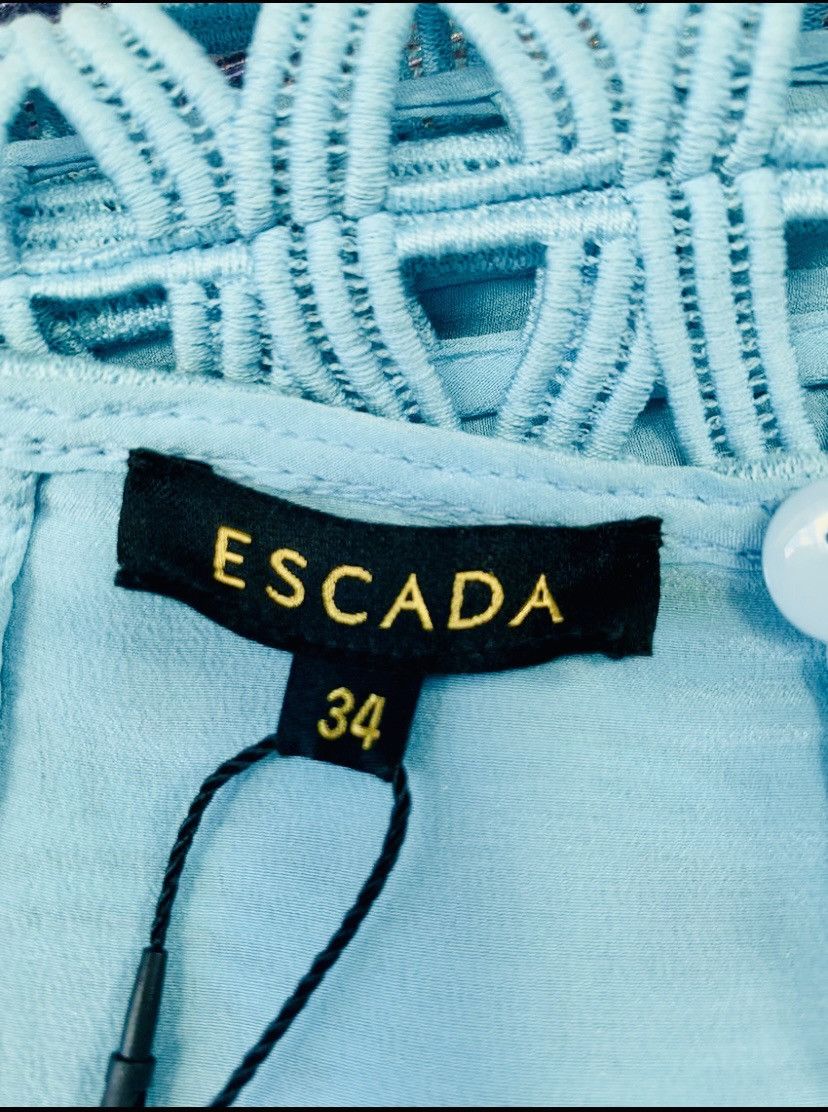 Escada ESCADA Runway Turquoise Blue Shell Knit Summer Skirt 34 New Size 24" / US 00 / IT 34 - 3 Thumbnail