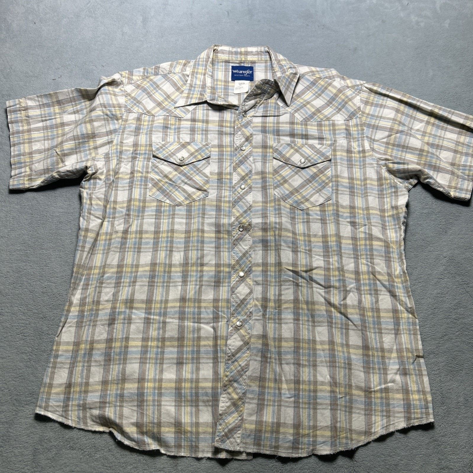 Wrangler Wrangler Pearl Snap Button Up Short sleeve Shirt XL Raw Hem Size US XL / EU 56 / 4 - 2 Thumbnail