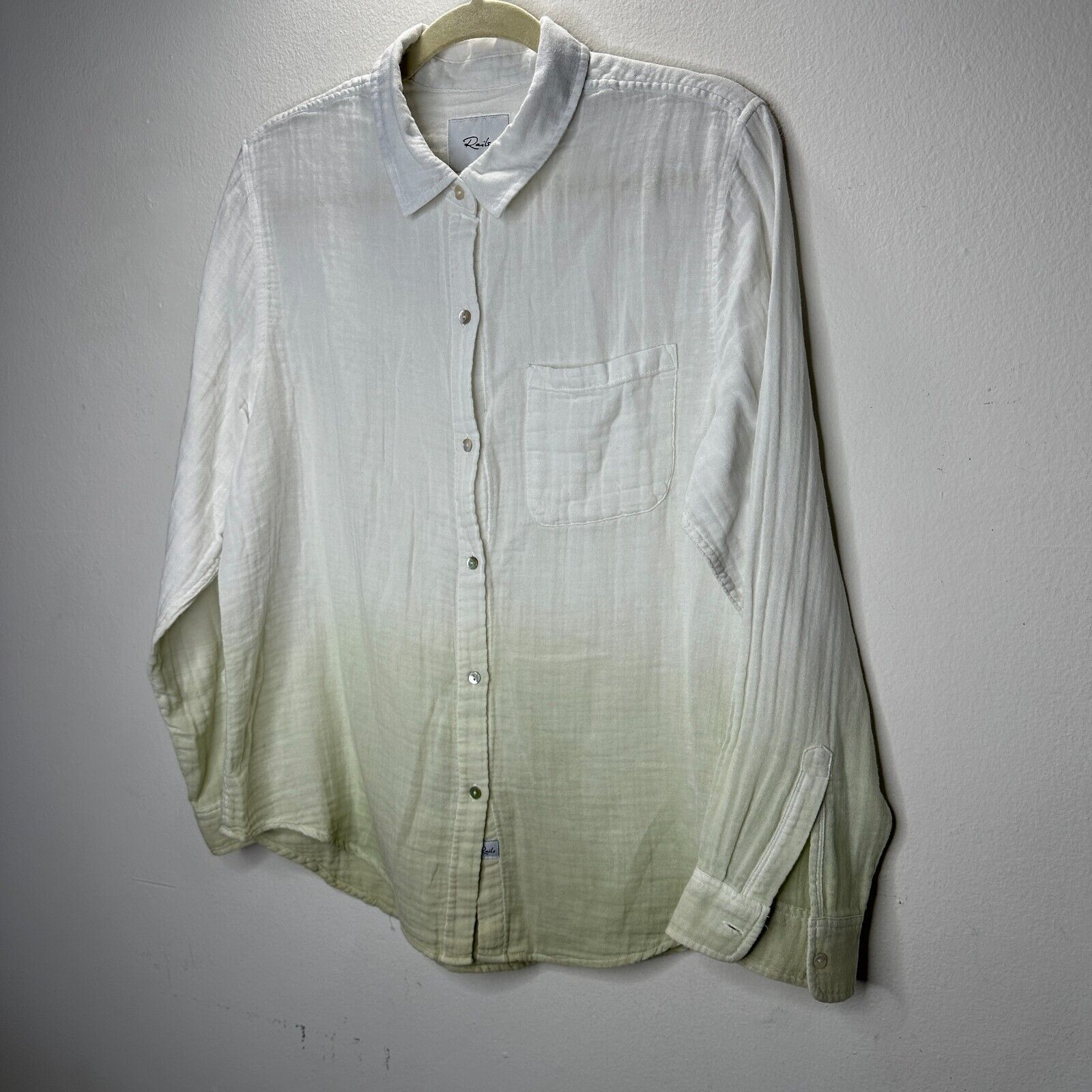Rails Rails Ellis Blue Mint Dip Dye Button Long Sleeve Gauze Shirt Size L / US 10 / IT 46 - 3 Thumbnail