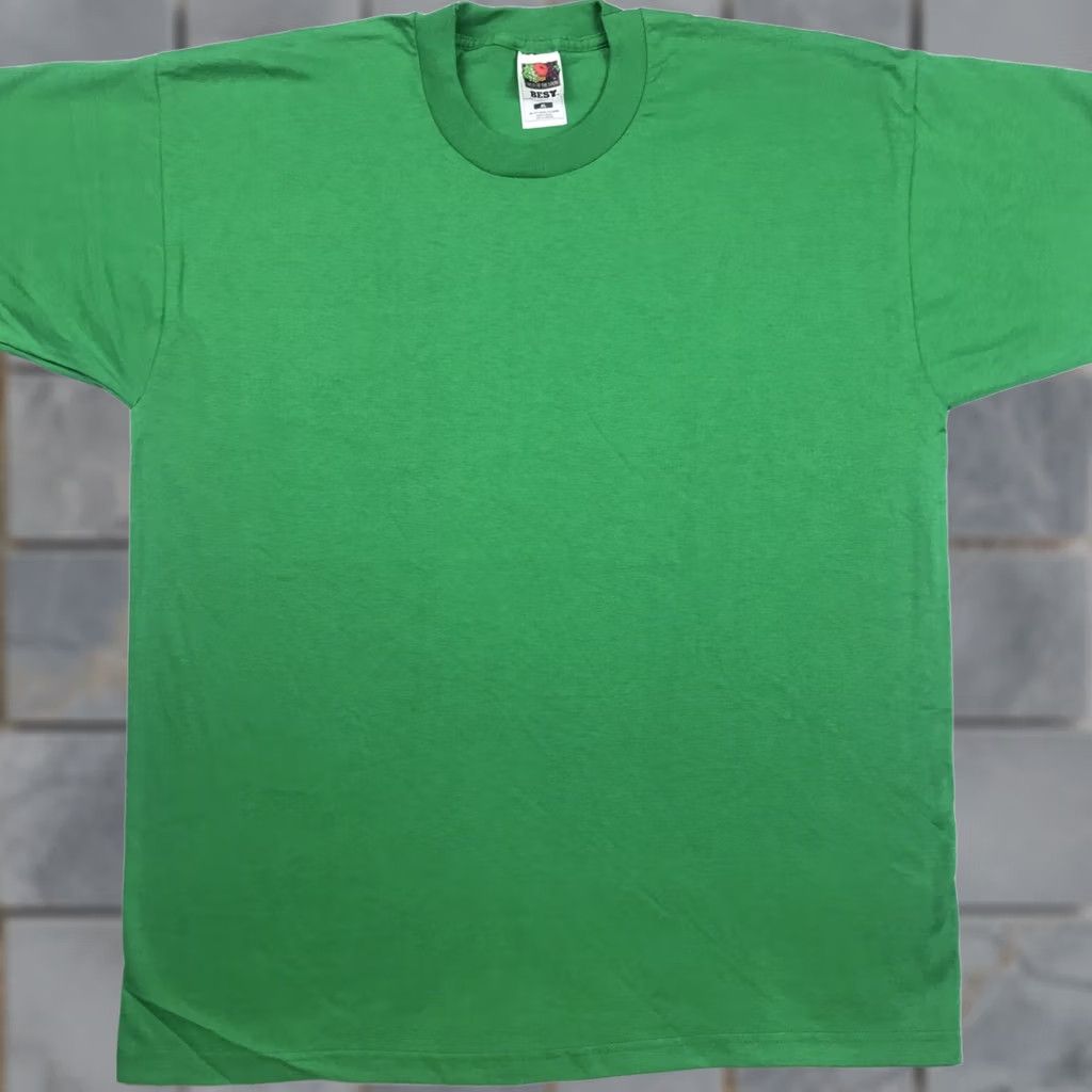 Fruit Of The Loom VINTAGE FRUIT OF THE LOOM T-Shirt Men XL Green 90s 80s Kelly Crew Neck Short Sleeve Cotton Polyester Smooth Soft Thin NOS Vintage Shirt Size US XL / EU 56 / 4 - 1 Thumbnail