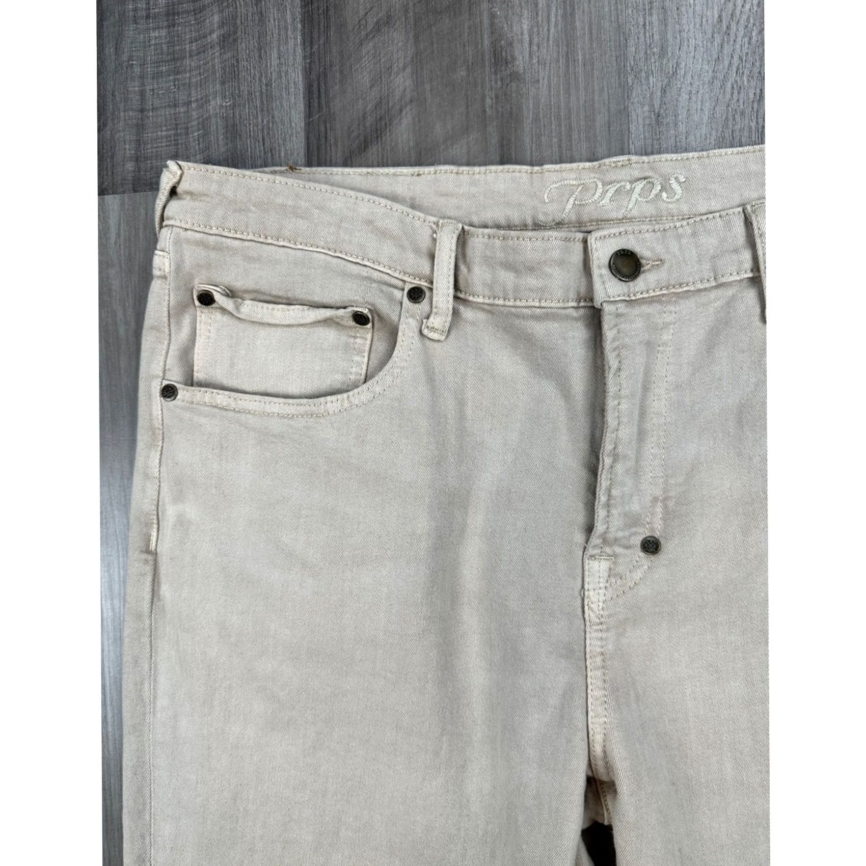 Prps PRPS Le Sabre Beige Slim Straight Jeans 38 Men Regular 34 Inseam 99% Cotton 1% Spandex Size US 38 / EU 54 - 6 Thumbnail