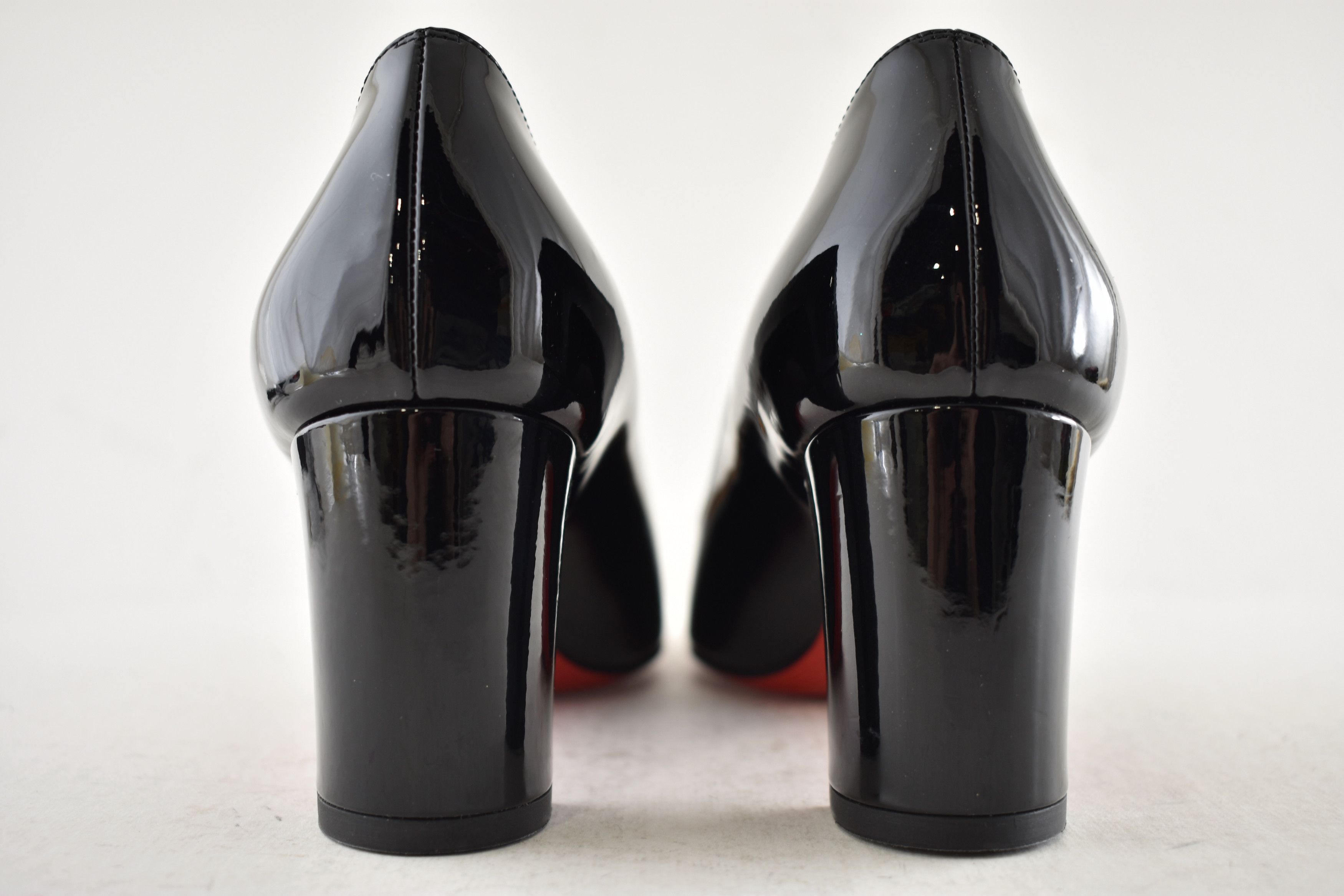 Christian Louboutin Cadrilla 70 Black Patent Leather Block Heel Classic Pump 35 Size US 5 / IT 35 - 14 Thumbnail