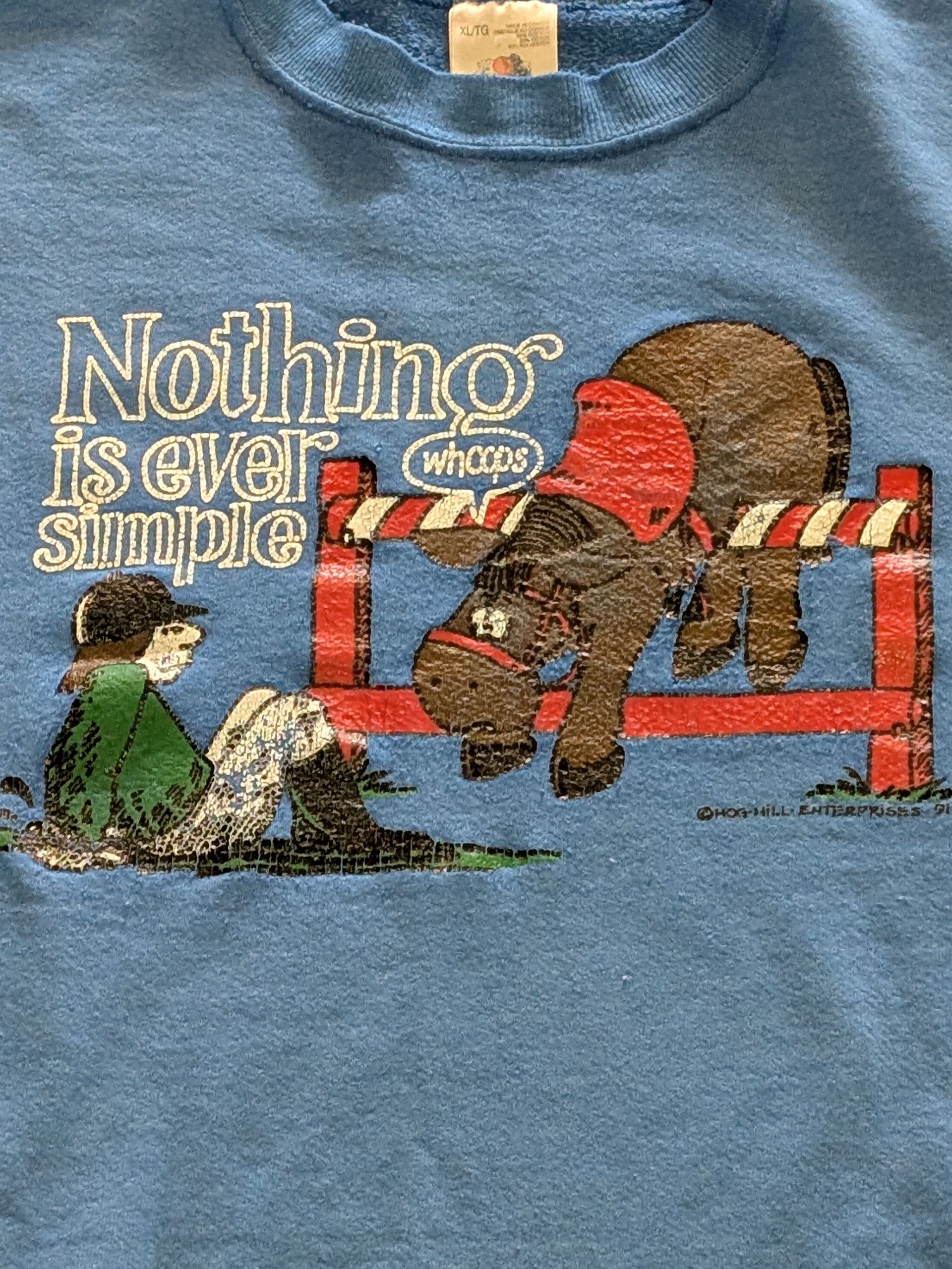 Fruit Of The Loom 1991 FOTL 'Nothing Is Ever Simple Horse Jumping Crew Size XL Size US XL / EU 56 / 4 - 2 Thumbnail