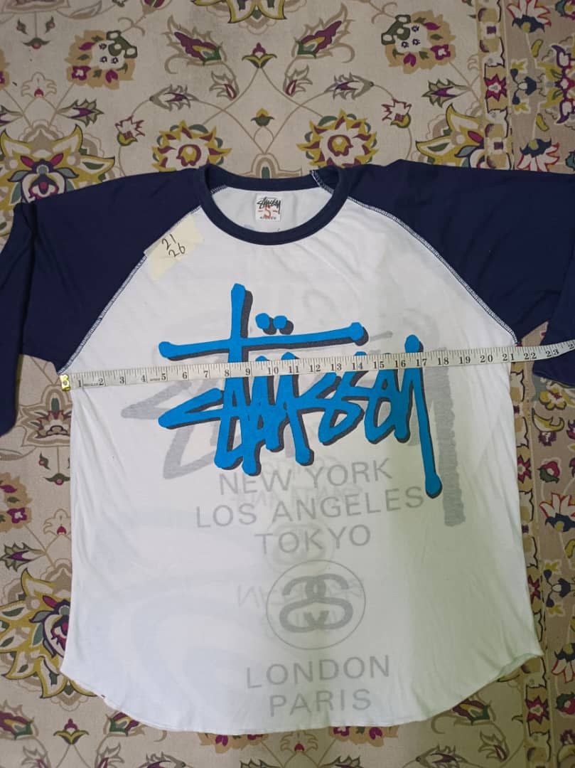Japanese Brand × Stussy Vintage Stussy Mirror Print Raglan Tee Size US S / EU 44-46 / 1 - 2 Thumbnail