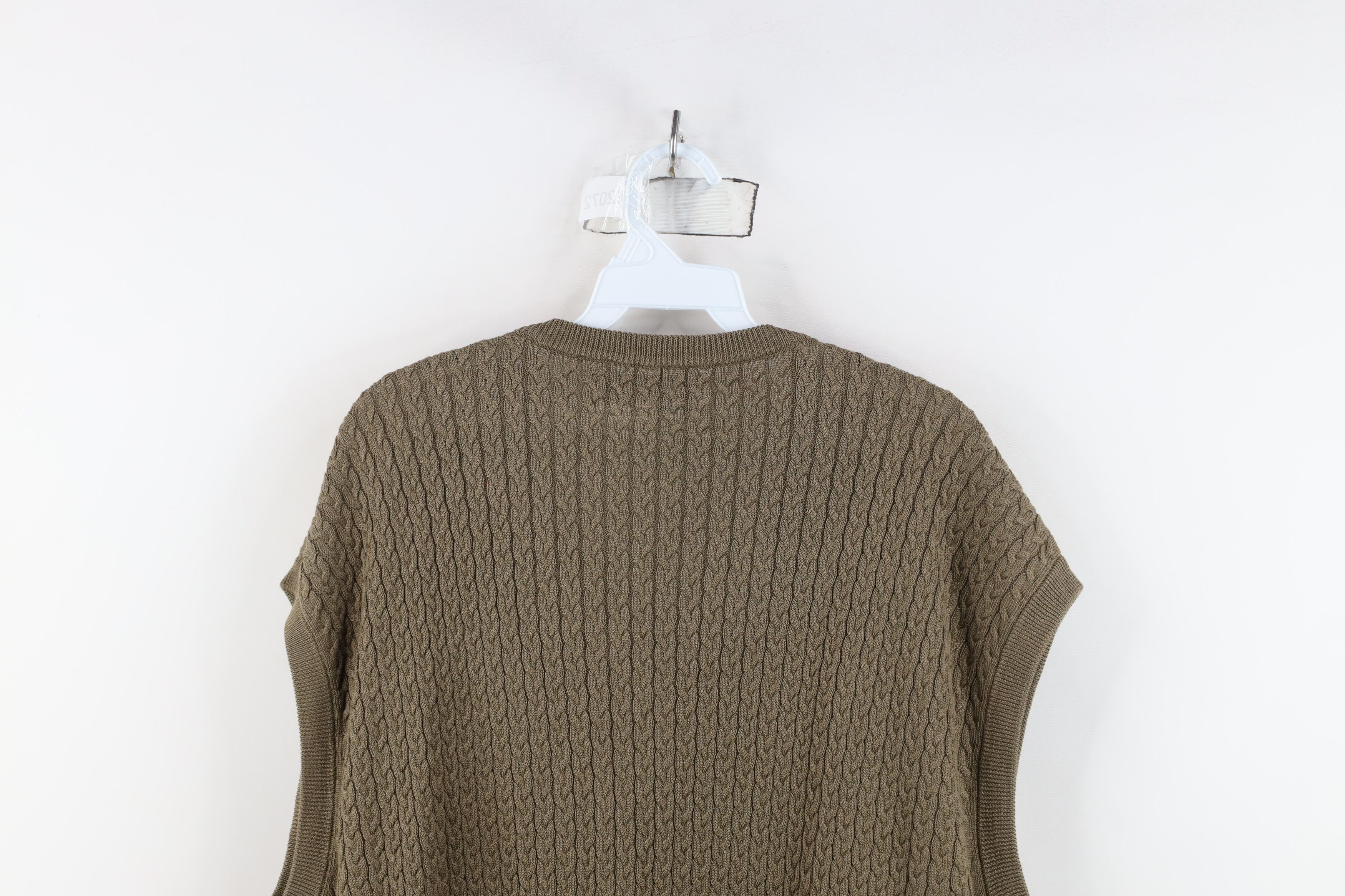 Vintage Vintage 90s Streetwear Cable Knit Sweater Vest Brown USA Size US XXL / EU 58 / 5 - 9 Thumbnail