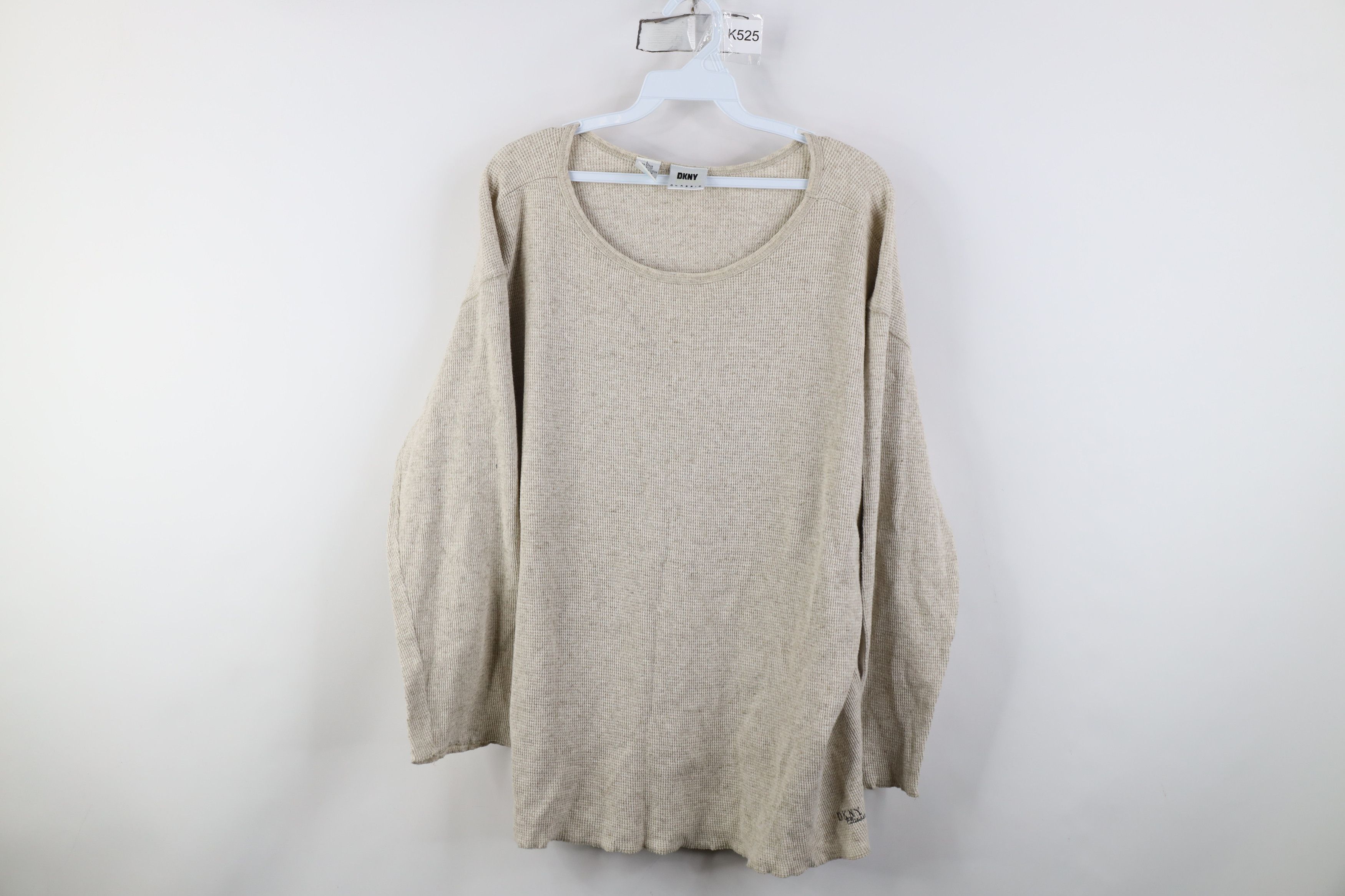 Vintage Vintage 90s DKNY Thermal Waffle Knit Long Sleeve T-Shirt Size L / US 10 / IT 46 - 1 Thumbnail