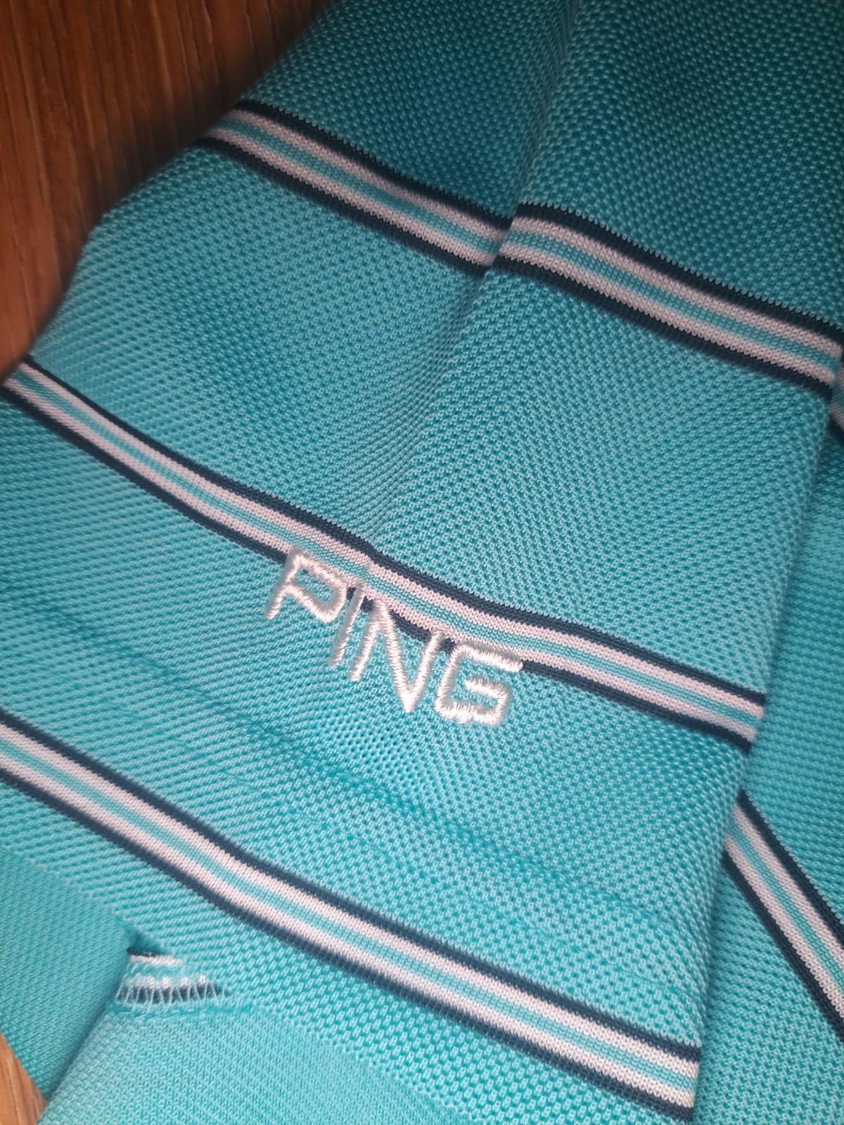 PING PING Performance Golf Polo Shirt Medium Turquoise Striped Size US M / EU 48-50 / 2 - 3 Thumbnail