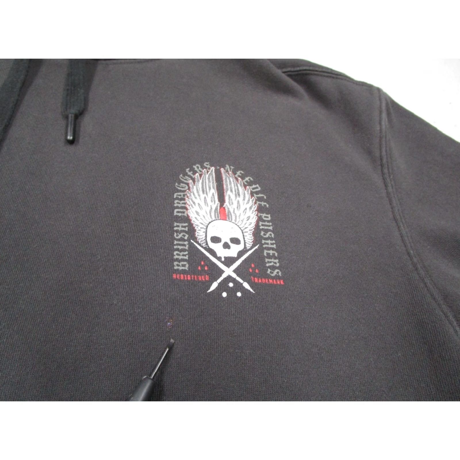 Vintage Sullen Hoodie Mens Small Black Kangaroo Pocket Needle Pushers Graphic Pullover Size US S / EU 44-46 / 1 - 5 Thumbnail