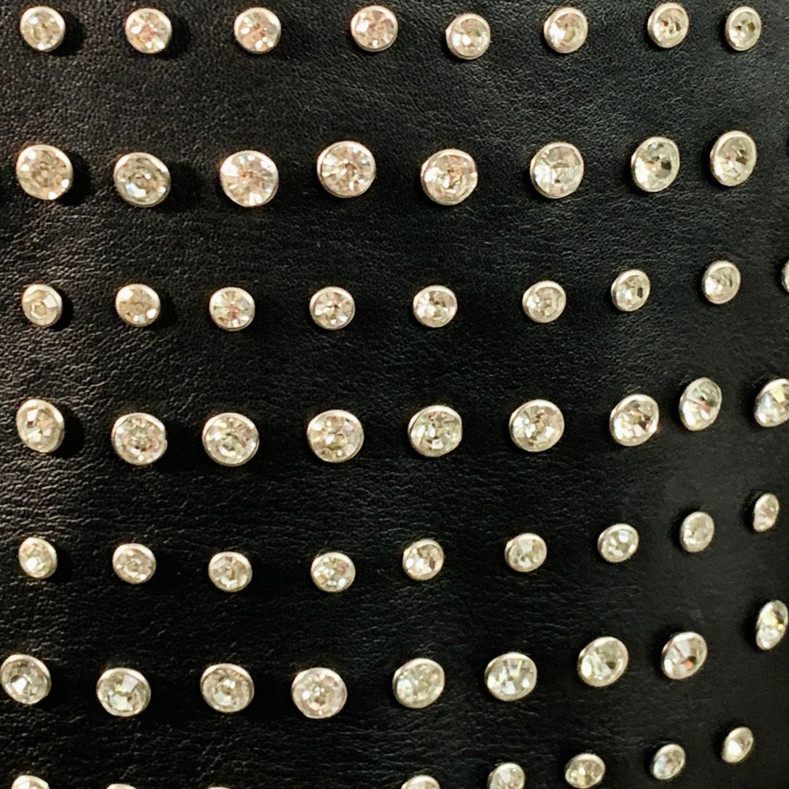 Retrofete L Black Silver Leather Strapless Crystal Studded Mini Dress Size L / US 10 / IT 46 - 2 Thumbnail