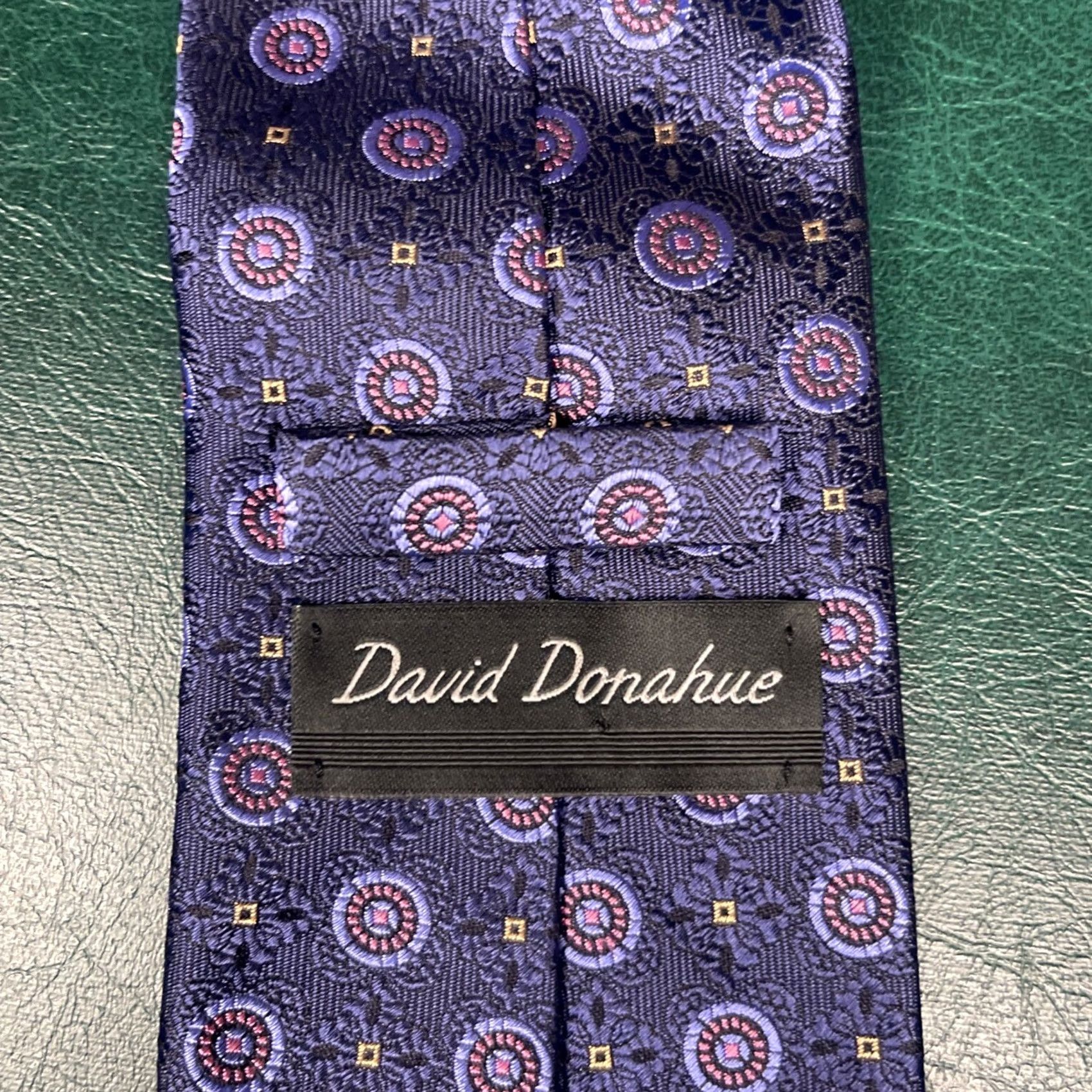 David Donahue David Donahue Silk Tie Blue Purple Coins Designer Made In USA Of Italian Silk Men Tie Blue Coins Designer Silk Italy USA Size ONE SIZE - 4 Thumbnail