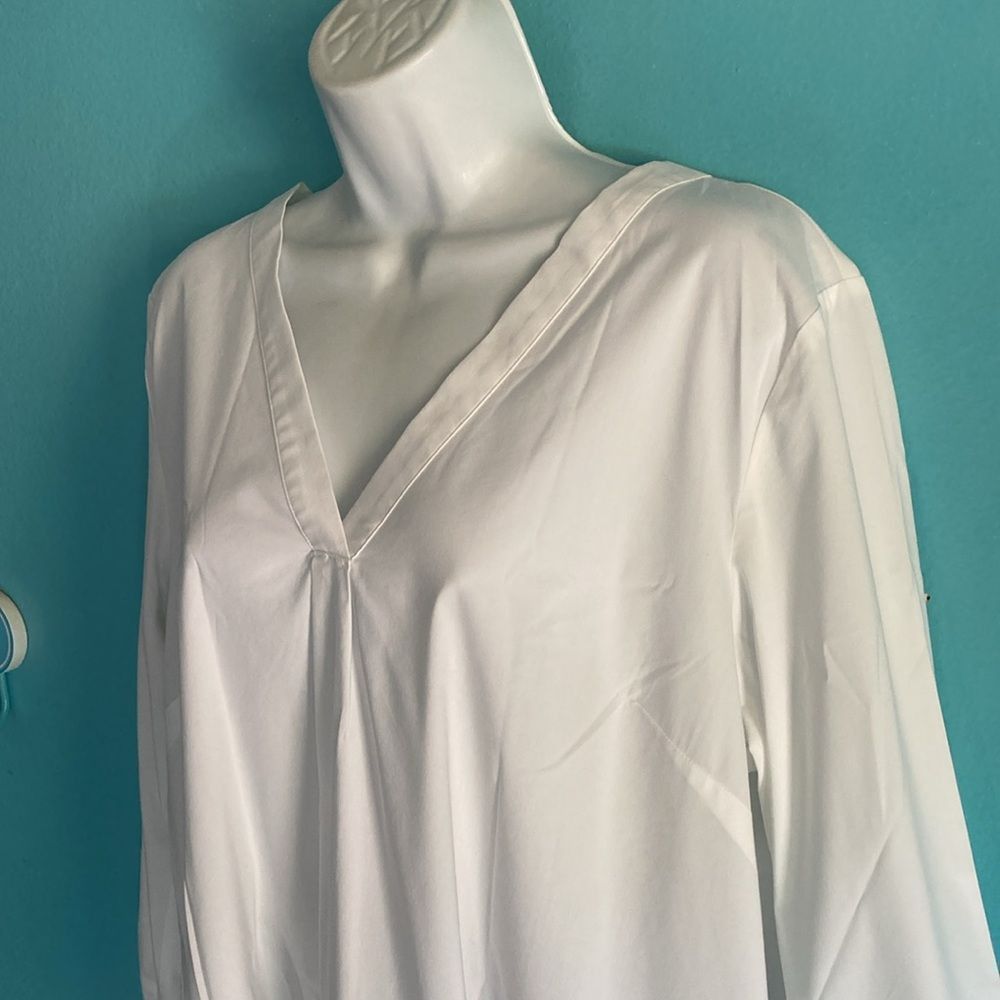 Eileen Fisher J. Jill XL Petite White Cotton Tunic Shirt XLP Size XL / US 12-14 / IT 48-50 - 4 Thumbnail