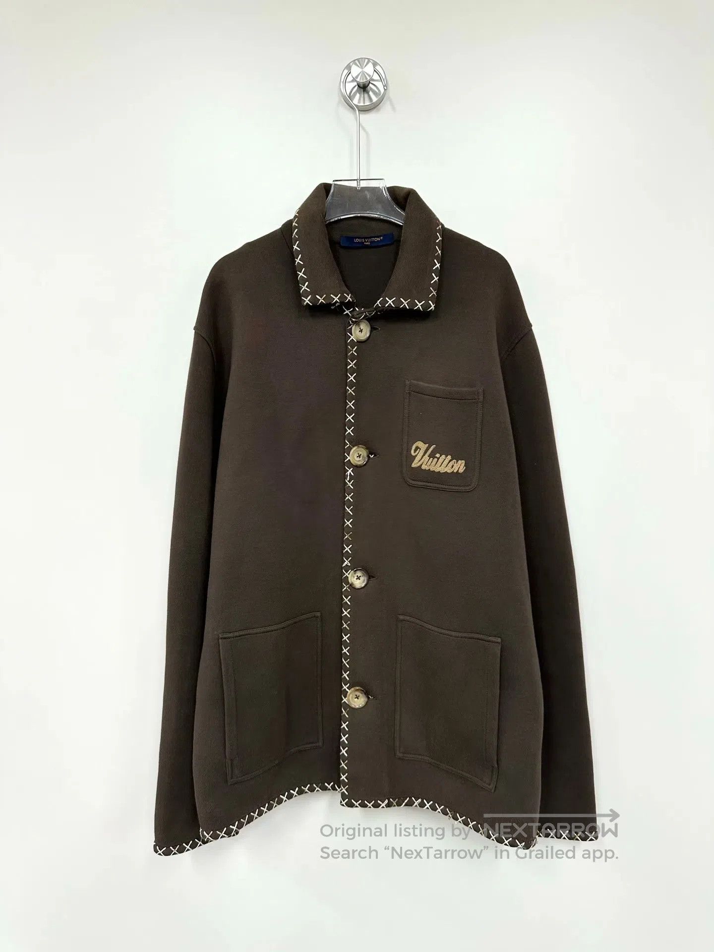 Louis Vuitton Louis Vuitton Brown embroidered logo single-breasted jacke Size US XL / EU 56 / 4 - 1 Thumbnail