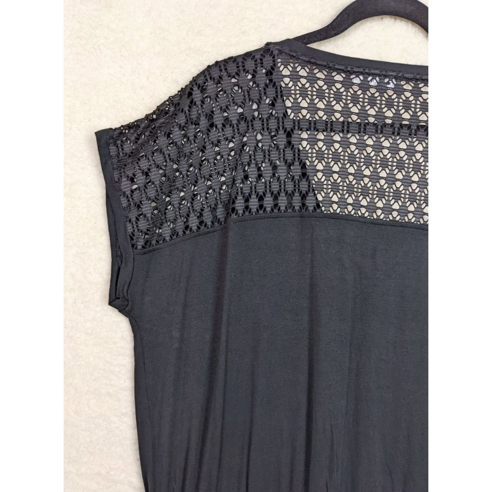Calvin Klein Calvin Klein Women's Black crochet shoulder drawstrings waist mini dress L Size L / US 10 / IT 46 - 6 Thumbnail