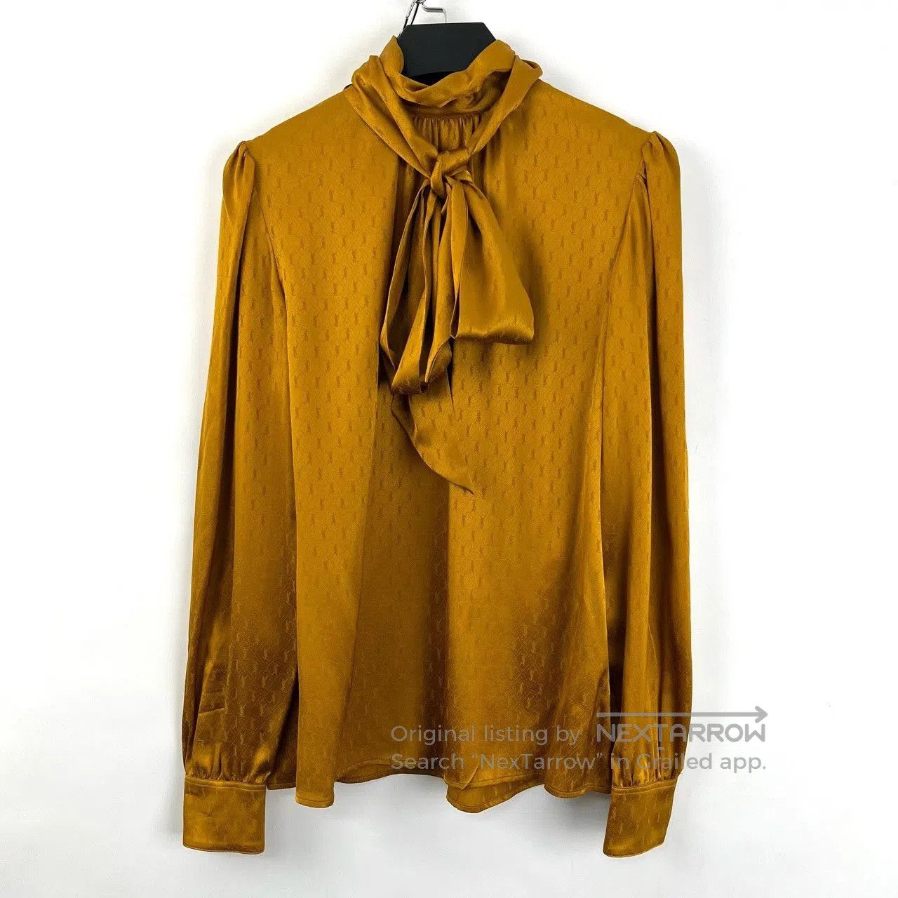 Saint Laurent Paris Saint Laurent Yellow Silk Bow Neck Blouse. Size XXS / US 00 / IT 34 - 1 Thumbnail