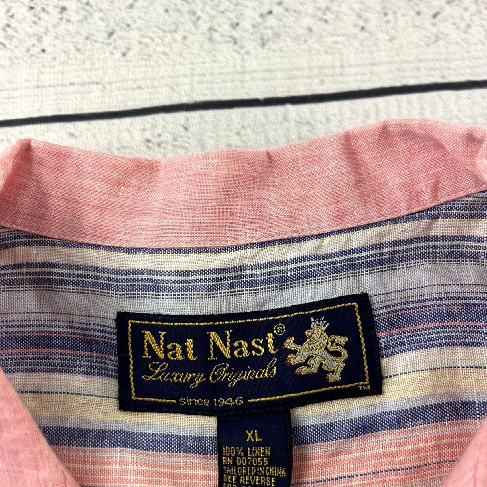 Nat Nast Nat Nast Short Sleeve Linen Button-Up Shirt Men's XL Pink Size US XL / EU 56 / 4 - 2 Thumbnail