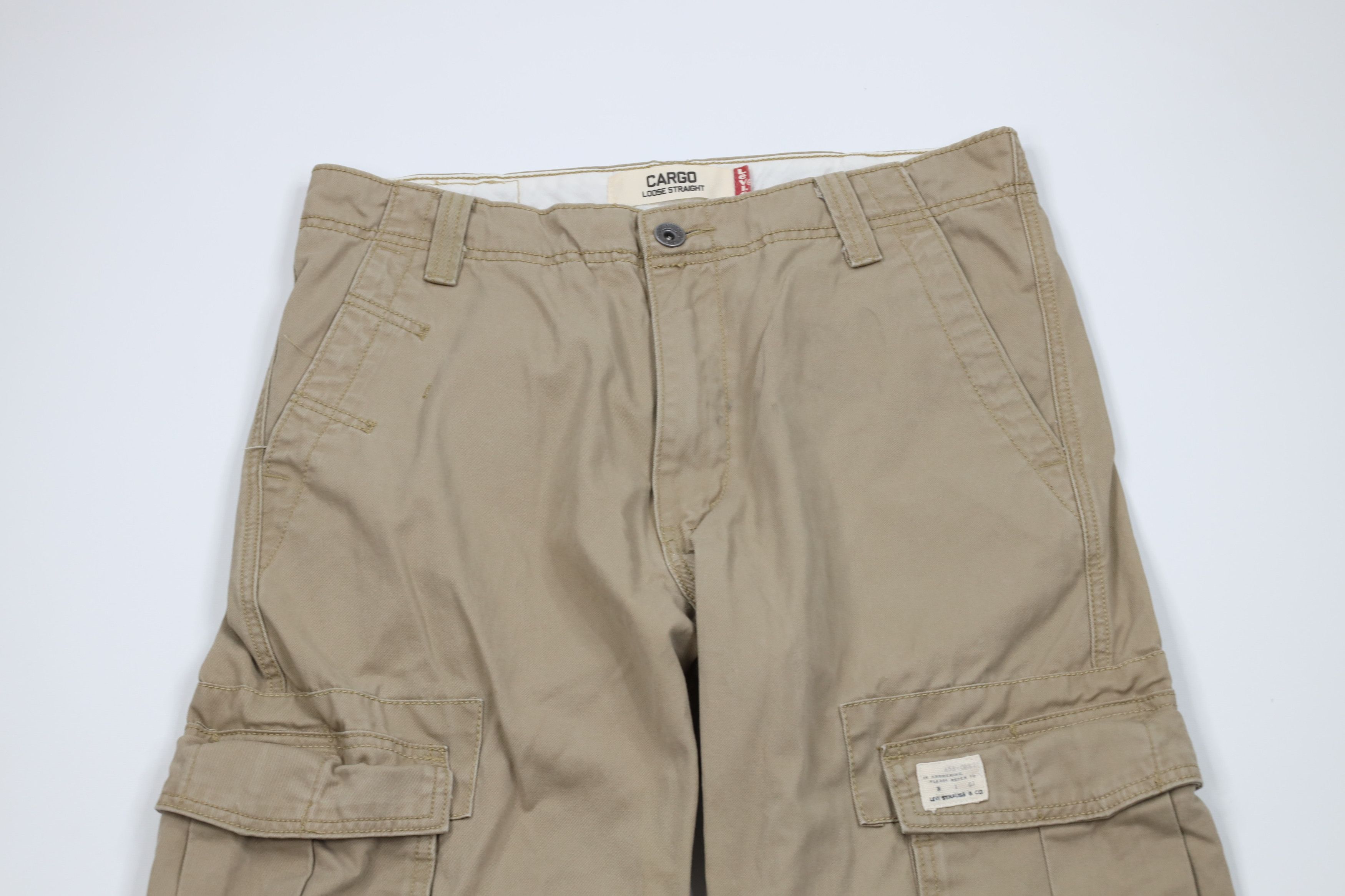 Levi's Vintage Y2K Levis Loose Straight Wide Leg Cargo Pants Beige Size US 33 - 2 Thumbnail