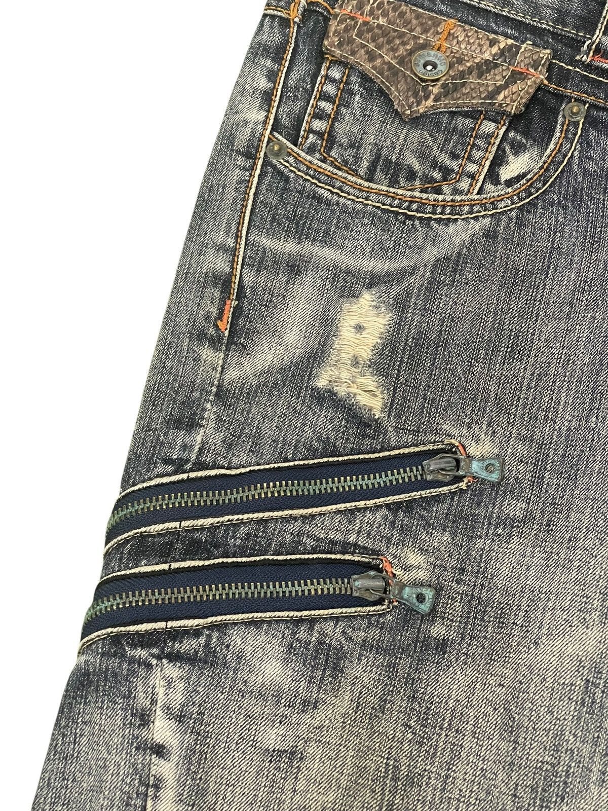 Japanese Brand Flare Jeans Semantic Design Distress Python Low Rise 2🟦 Size US 33 - 8 Thumbnail