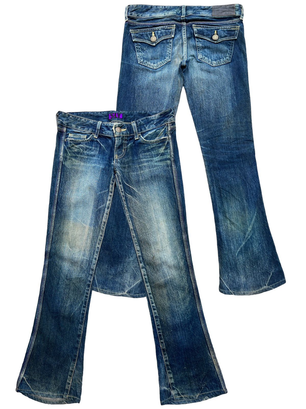 Japanese Brand Flare Sly Japanese Distressed Low Rise Denim Jeans 31x30 Size 31" - 1 Thumbnail
