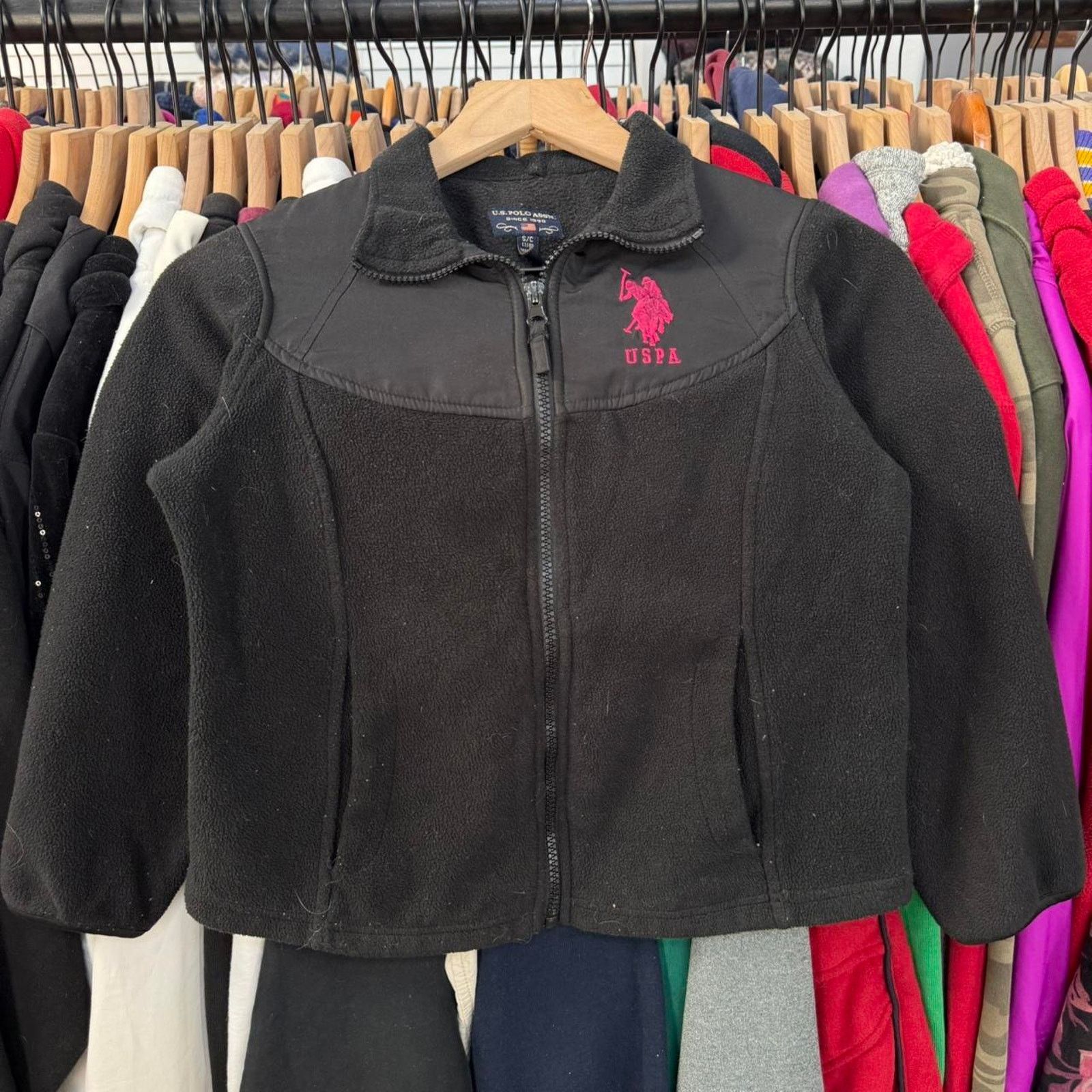 Polo Ralph Lauren Vintage Y2K US Polo Assn. Kids Fleece Zip Up Black and Pink Size US S / EU 44-46 / 1 - 1 Thumbnail