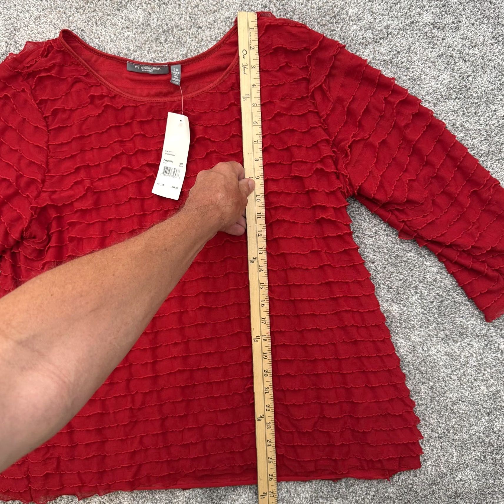 Vintage NY Collection Blouse 3X Plus Red Ruffles Holiday Christmas Boho Office Shirt Womens Size XXL / US 16-18 / IT 52-54 - 4 Thumbnail