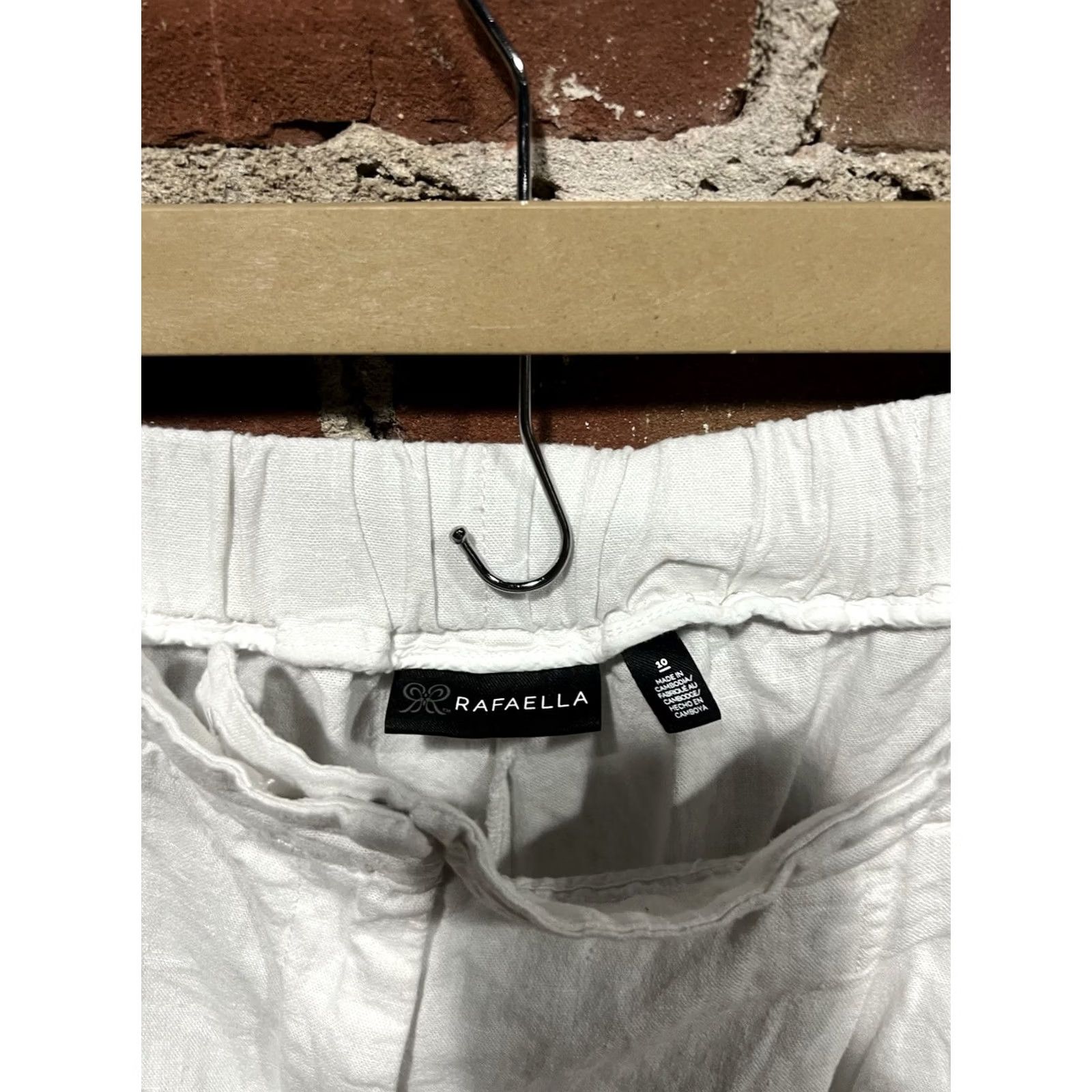 Vintage Rafaella Womens Cropped Linen Pants White Size 10 Regular 27in Inseam Cropped Straight Leg Size 32" / US 10 / IT 46 - 3 Thumbnail